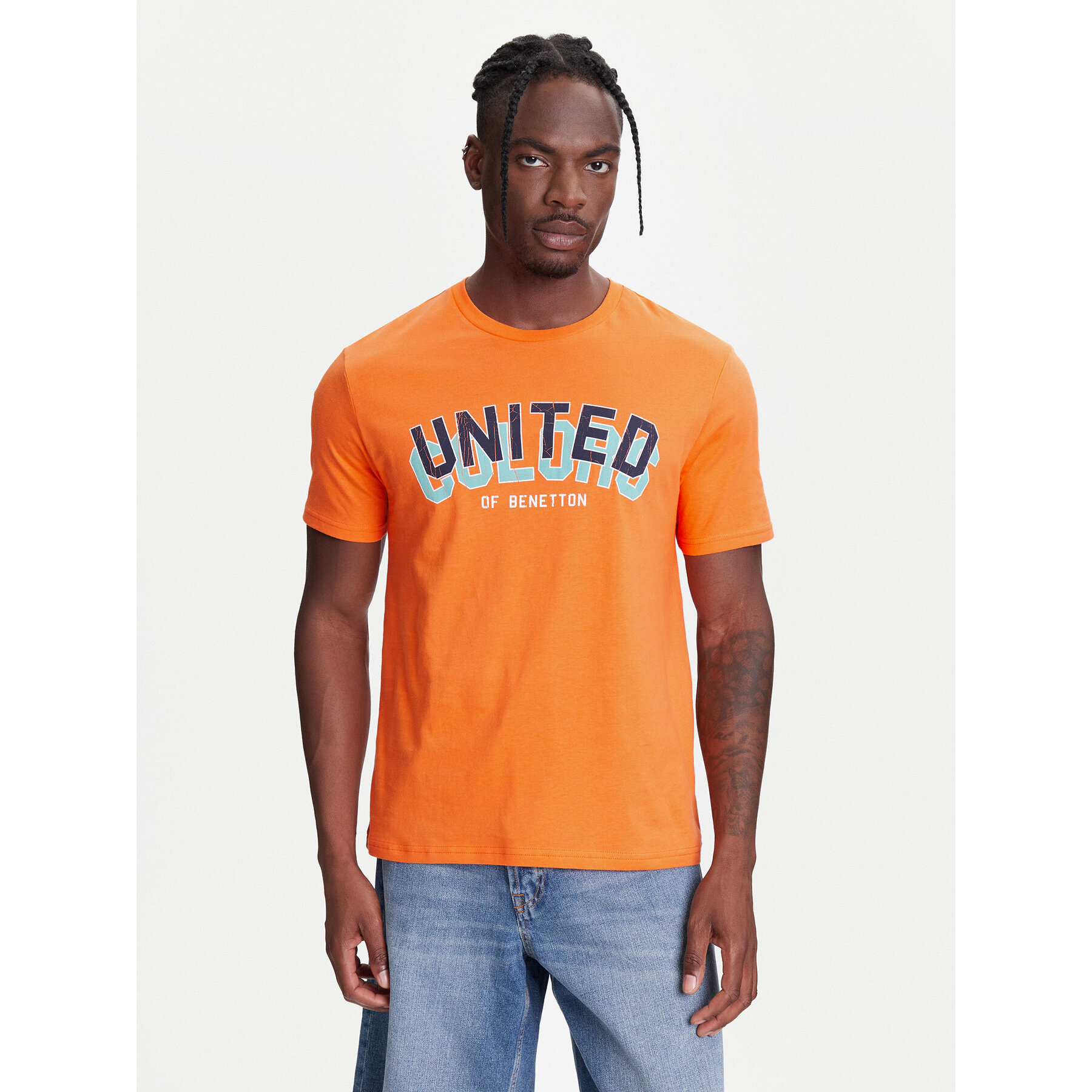 United Colors Of Benetton T-Shirt 3I1XU1096 Pomarańczowy Regular Fit