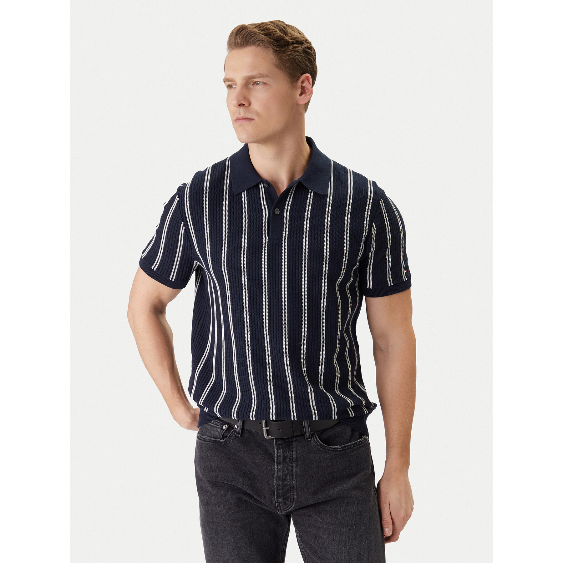 Tommy Hilfiger Polo Vertical MW0MW41949 Granatowy Regular Fit