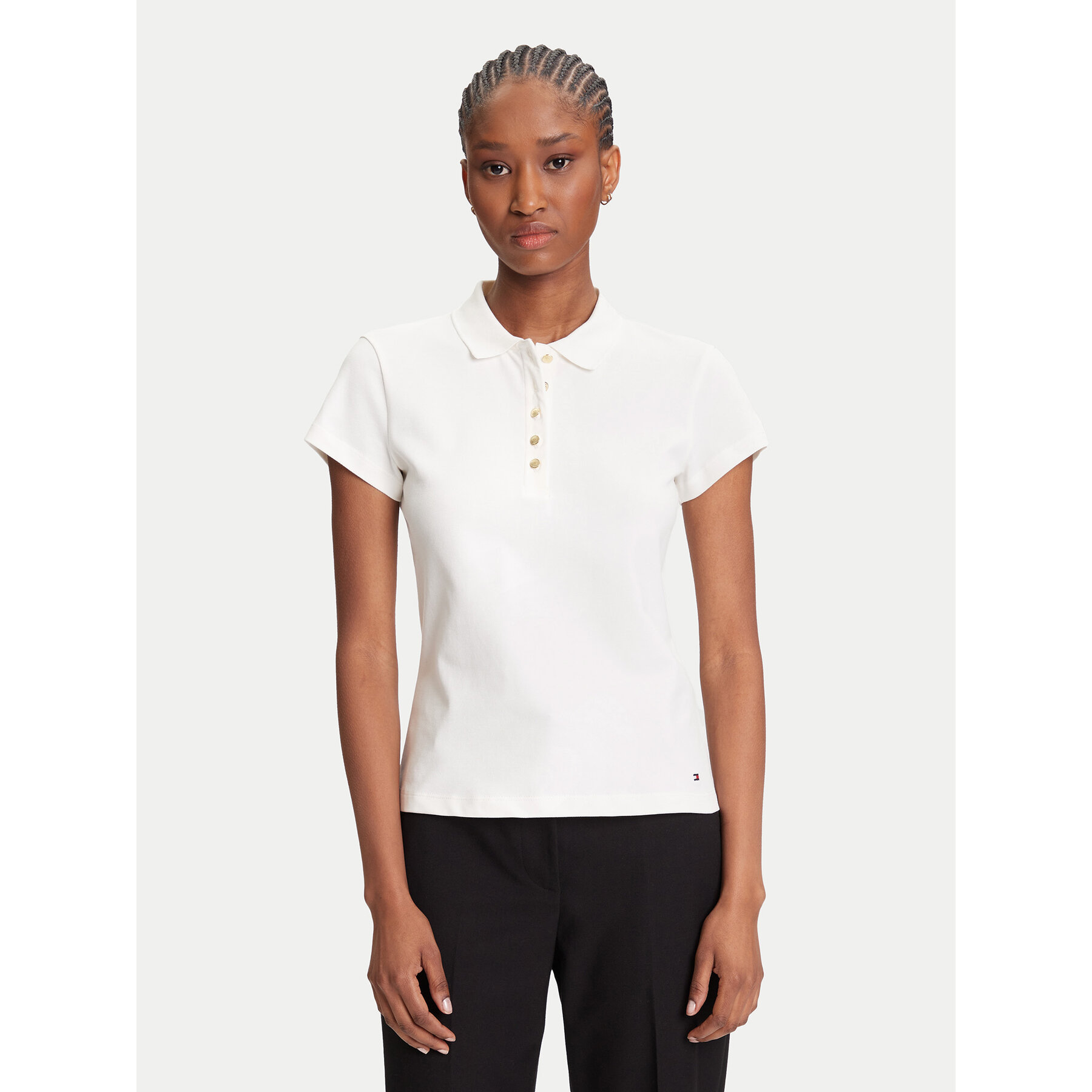 Tommy Hilfiger Polo Gold Button WW0WW45768 Écru Slim Fit