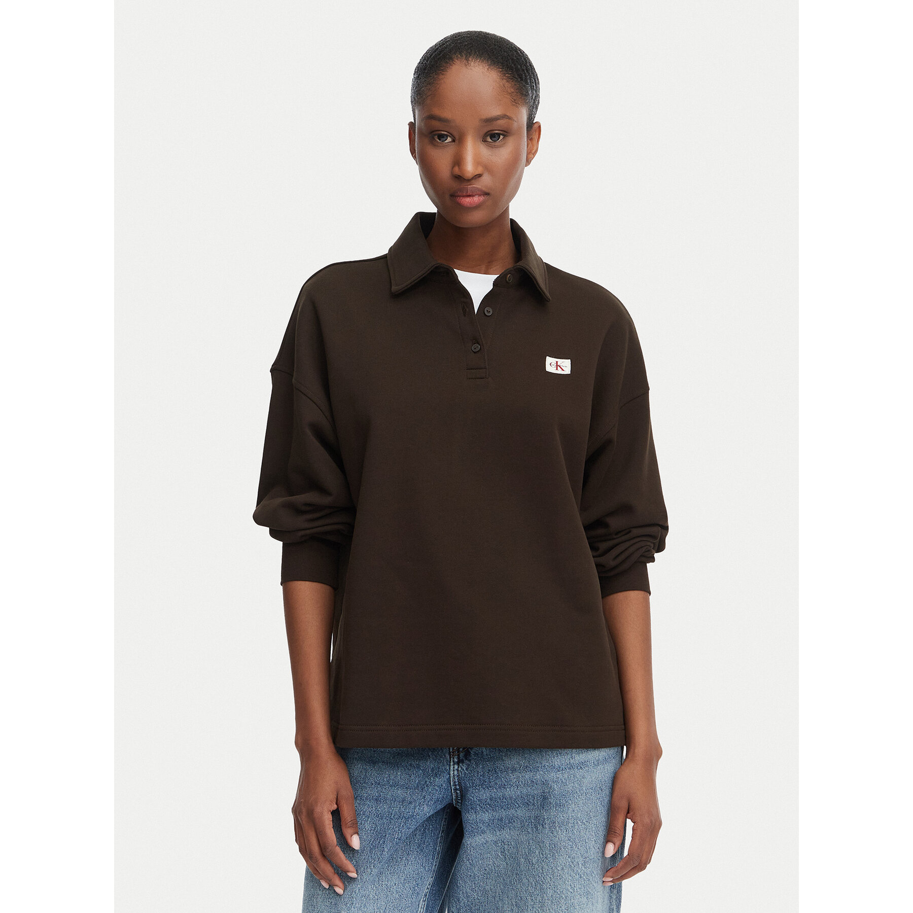 Calvin Klein Jeans Polo LV047G230G Brązowy ciemny Relaxed Fit