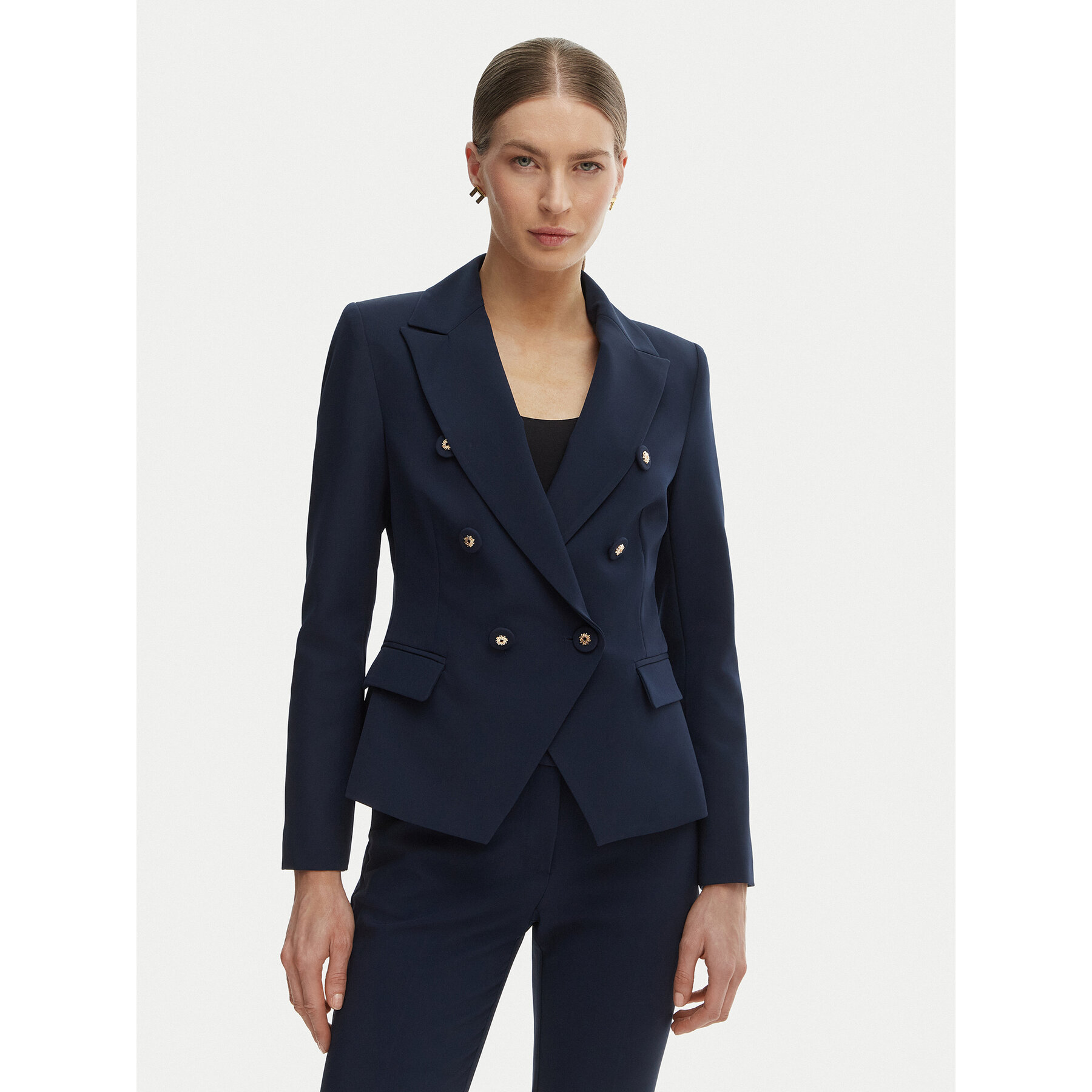 Rinascimento Marynarka CFC0127894003 Granatowy Slim Fit