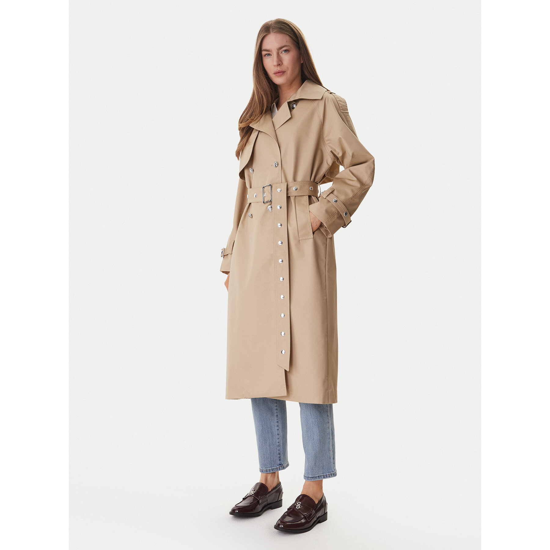 DKNY Trencz DJ6J6232 Beżowy Regular Fit
