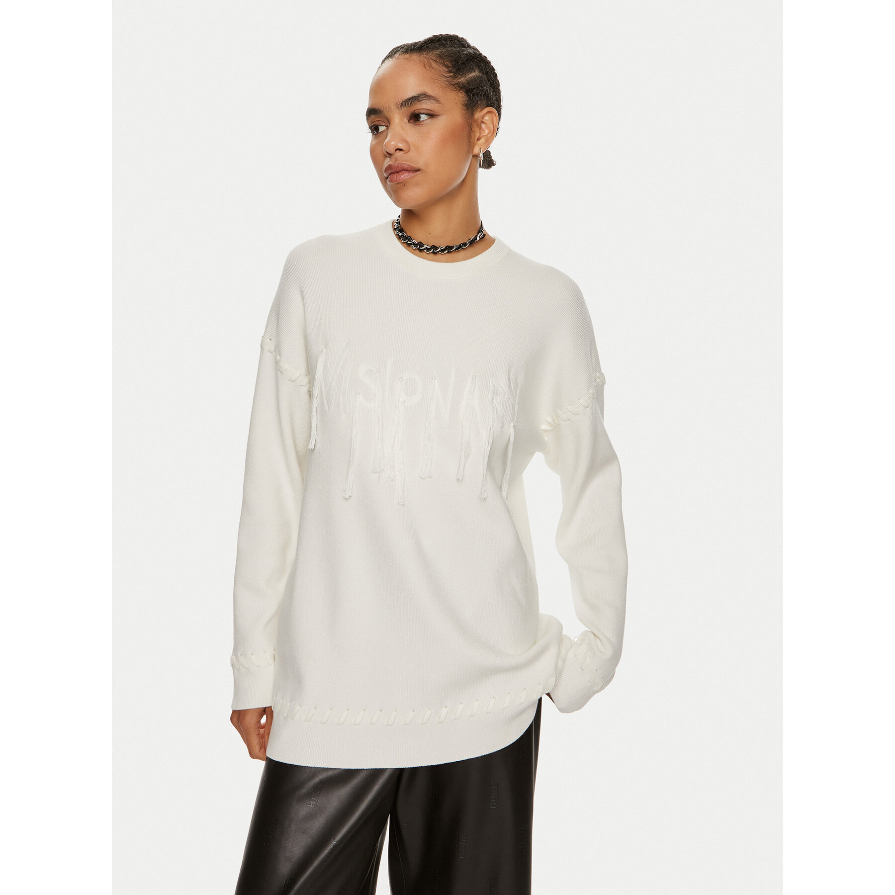 Patrizia Pepe Sweter 8K0238 K207-W146 Biały Regular Fit