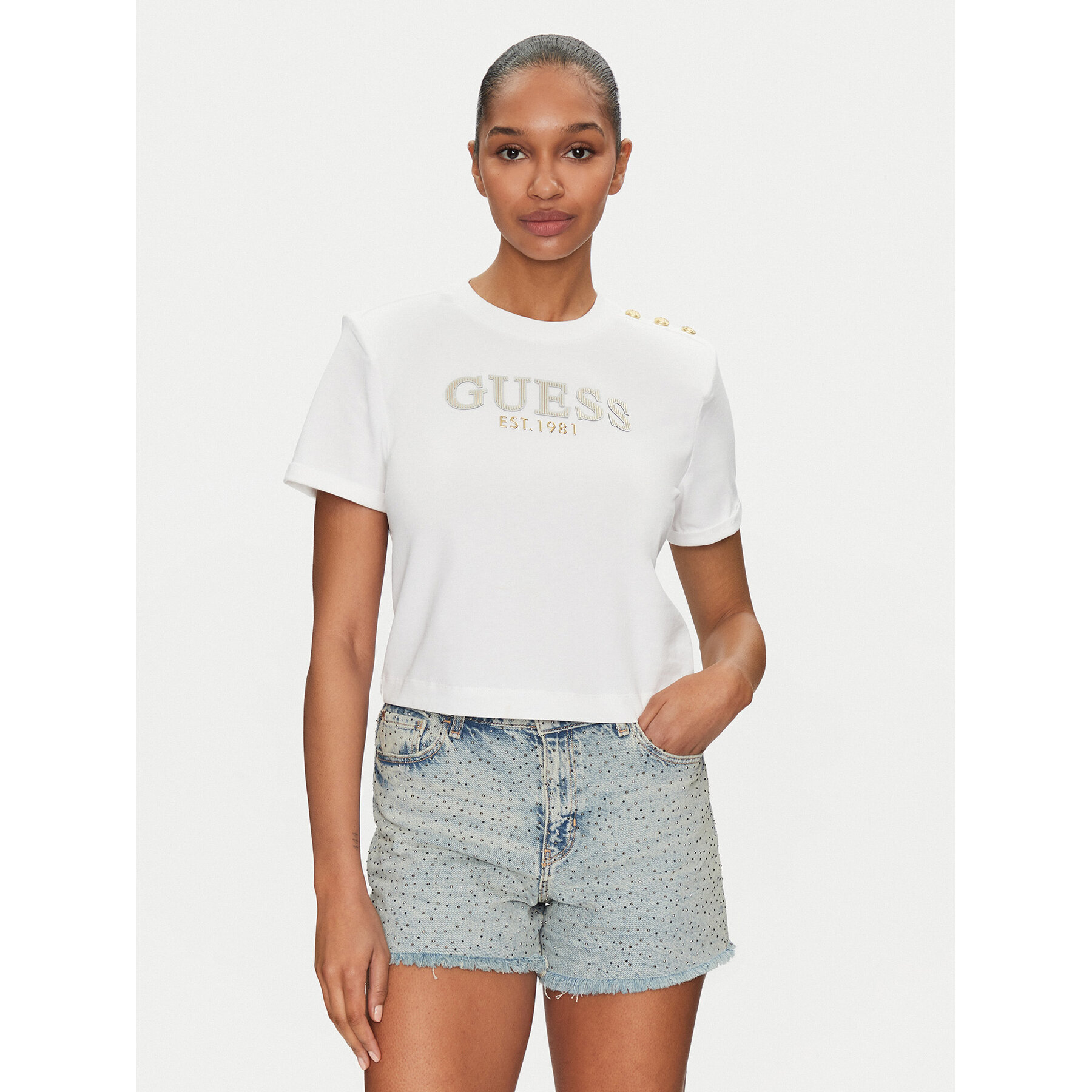 Guess T-Shirt W5GI15 K8FQ4 Biały Regular Fit