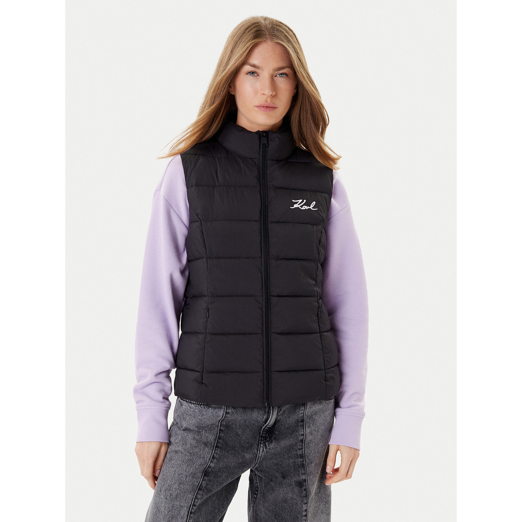 KARL LAGERFELD Bezrękawnik A1W15048 Czarny Regular Fit