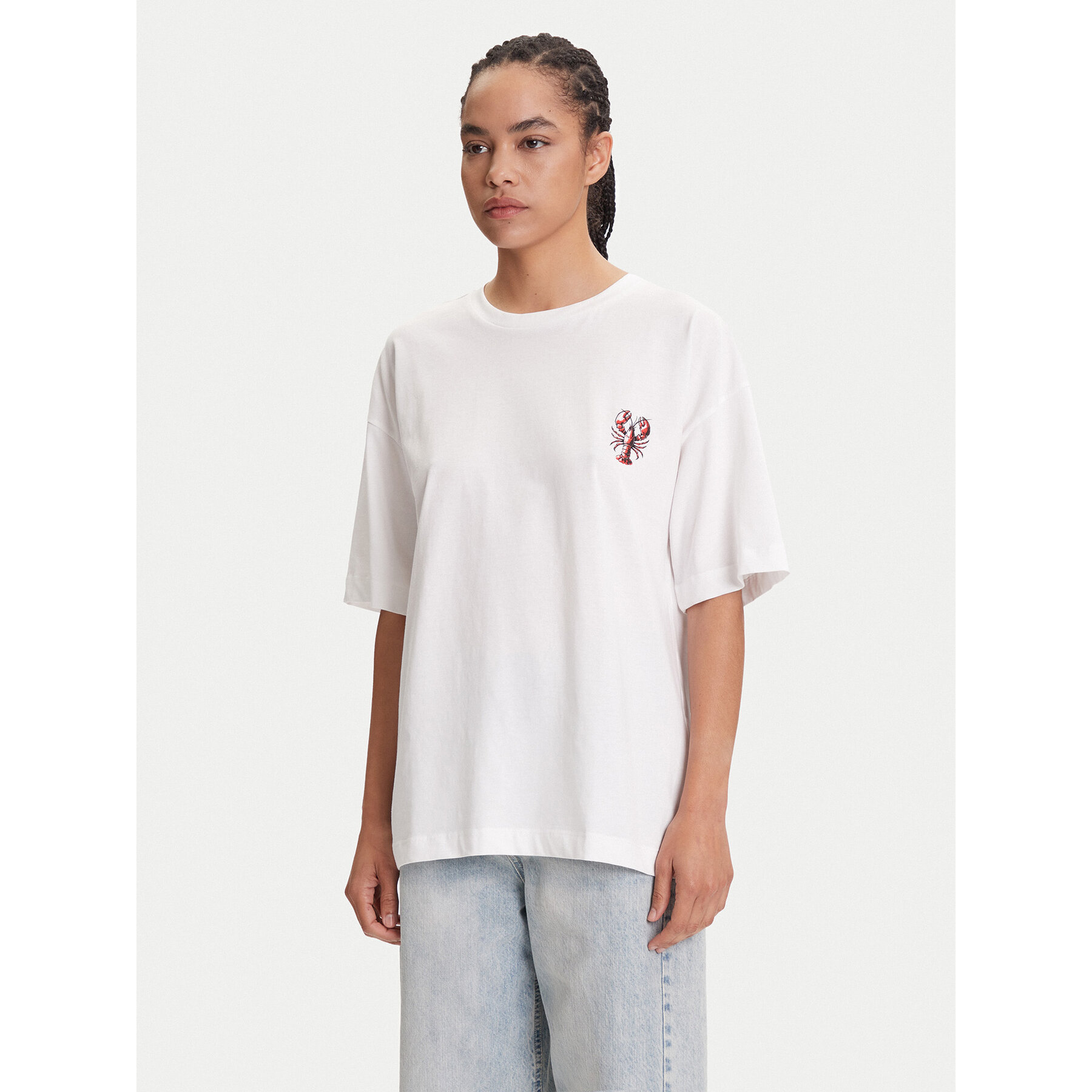 Pieces T-Shirt Tobster 17160811 Biały Oversize