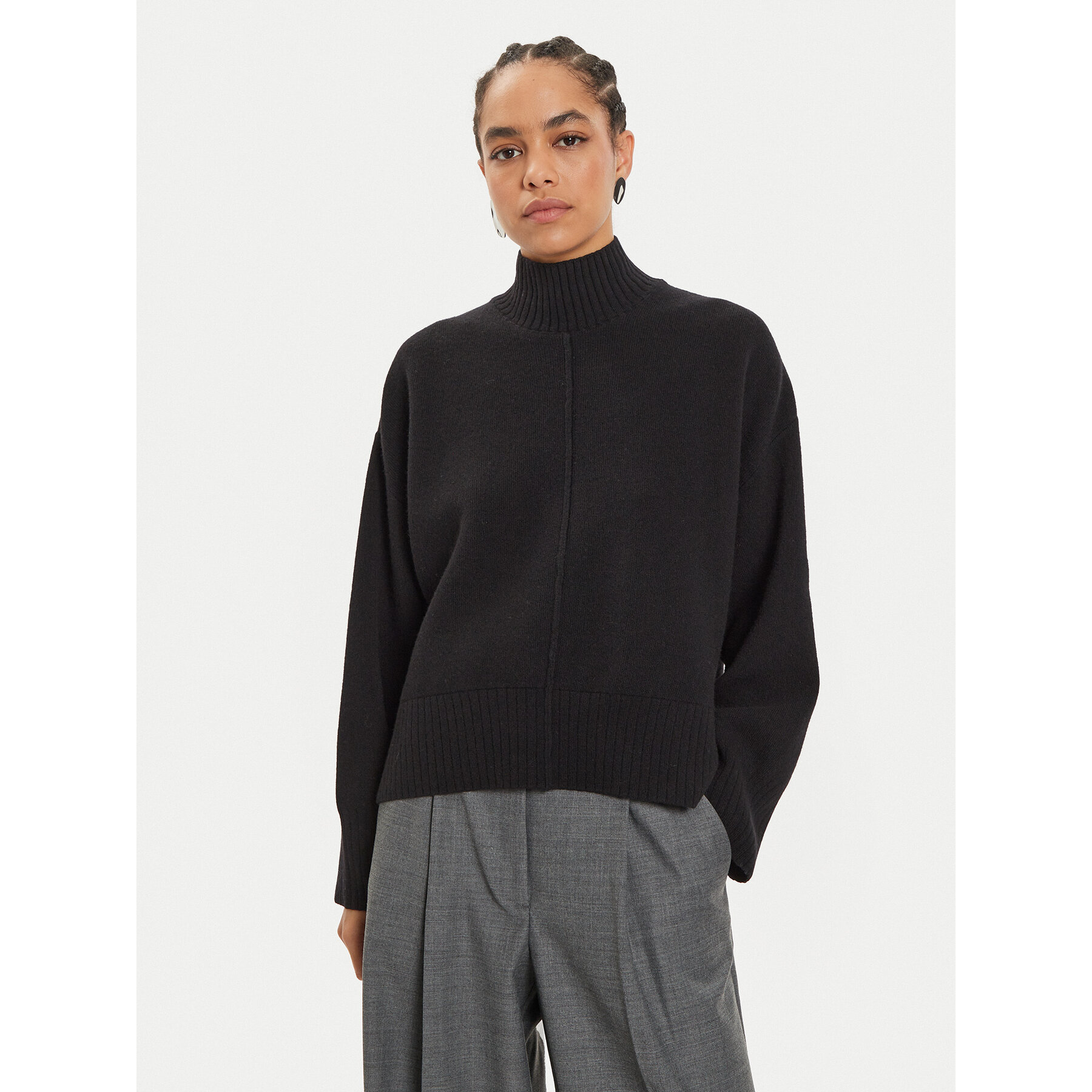 IVY OAK Sweter Kareen Rose IO113147 Czarny Loose Fit