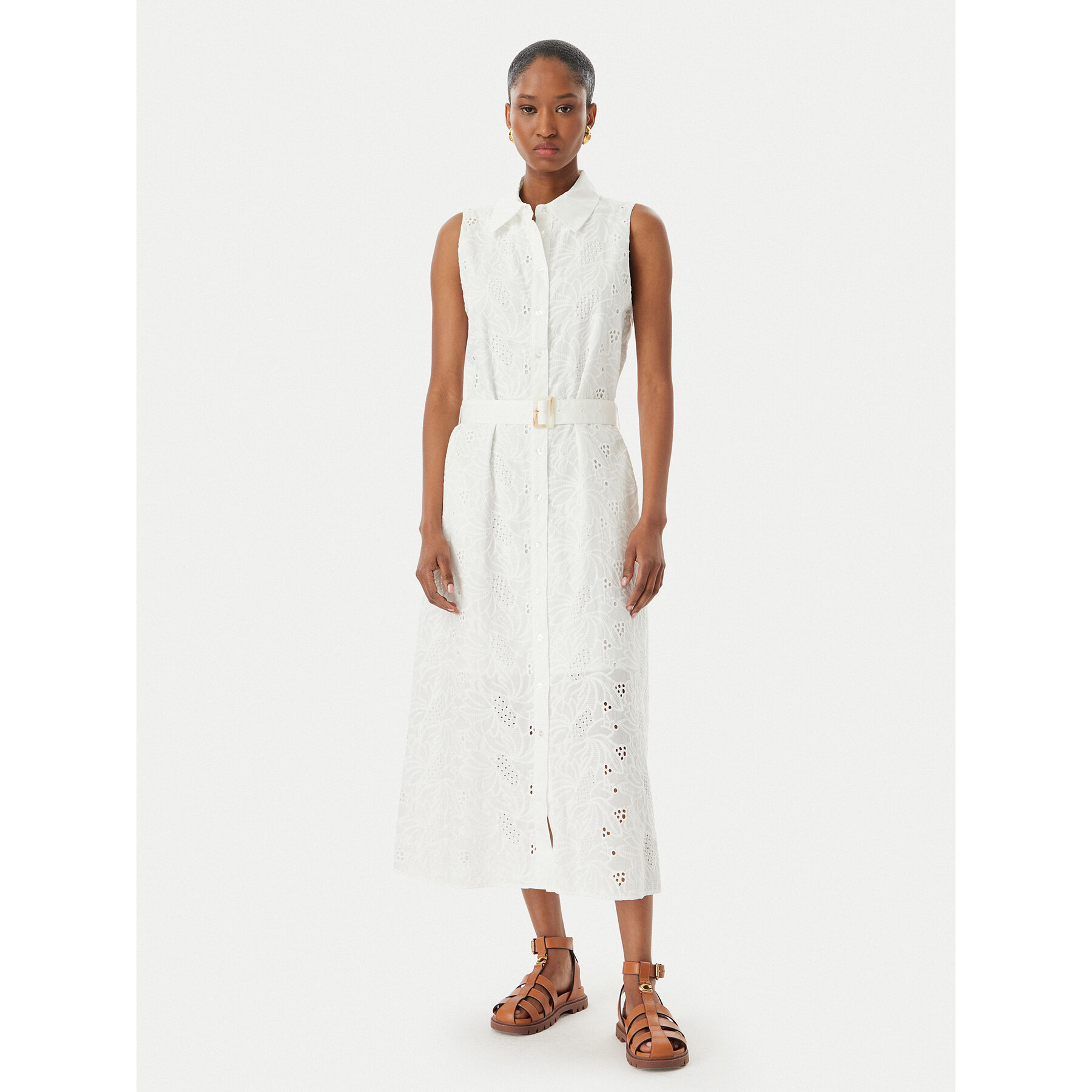 LOLA CASADEMUNT Sukienka koszulowa LS2616144 Biały Regular Fit