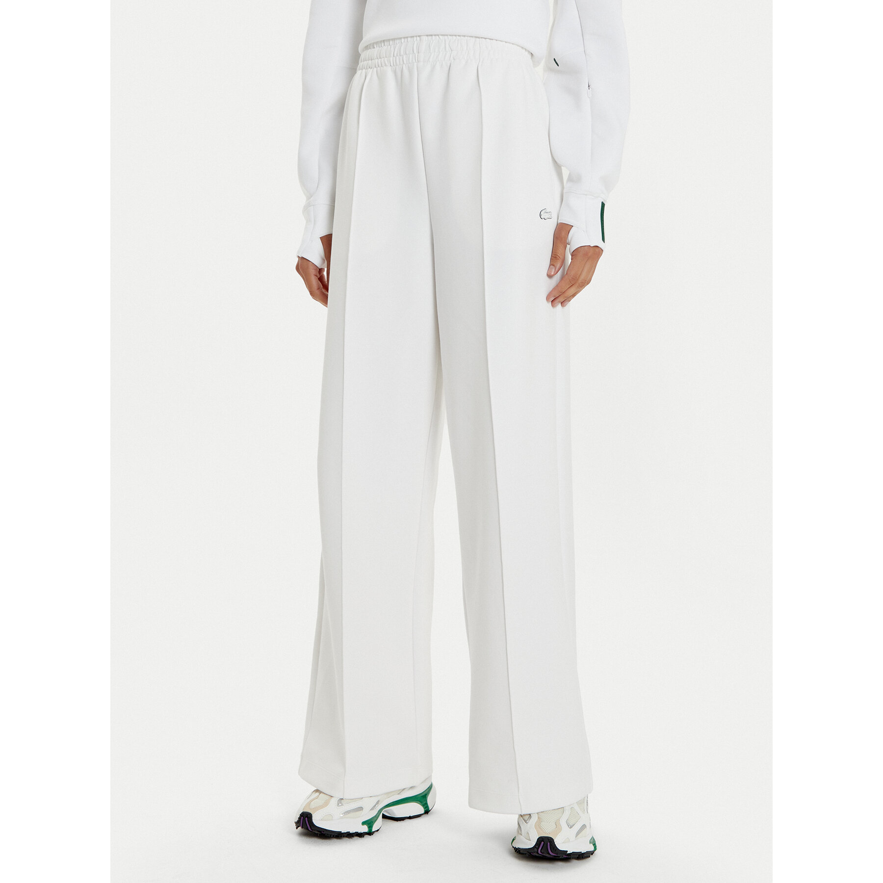 Lacoste Spodnie dresowe XF7374 Biały Wide Leg