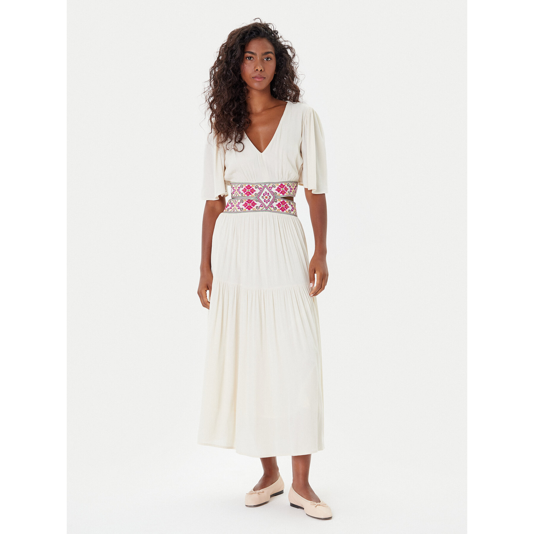 Desigual Sukienka letnia Element 25SWVW98 Biały Regular Fit