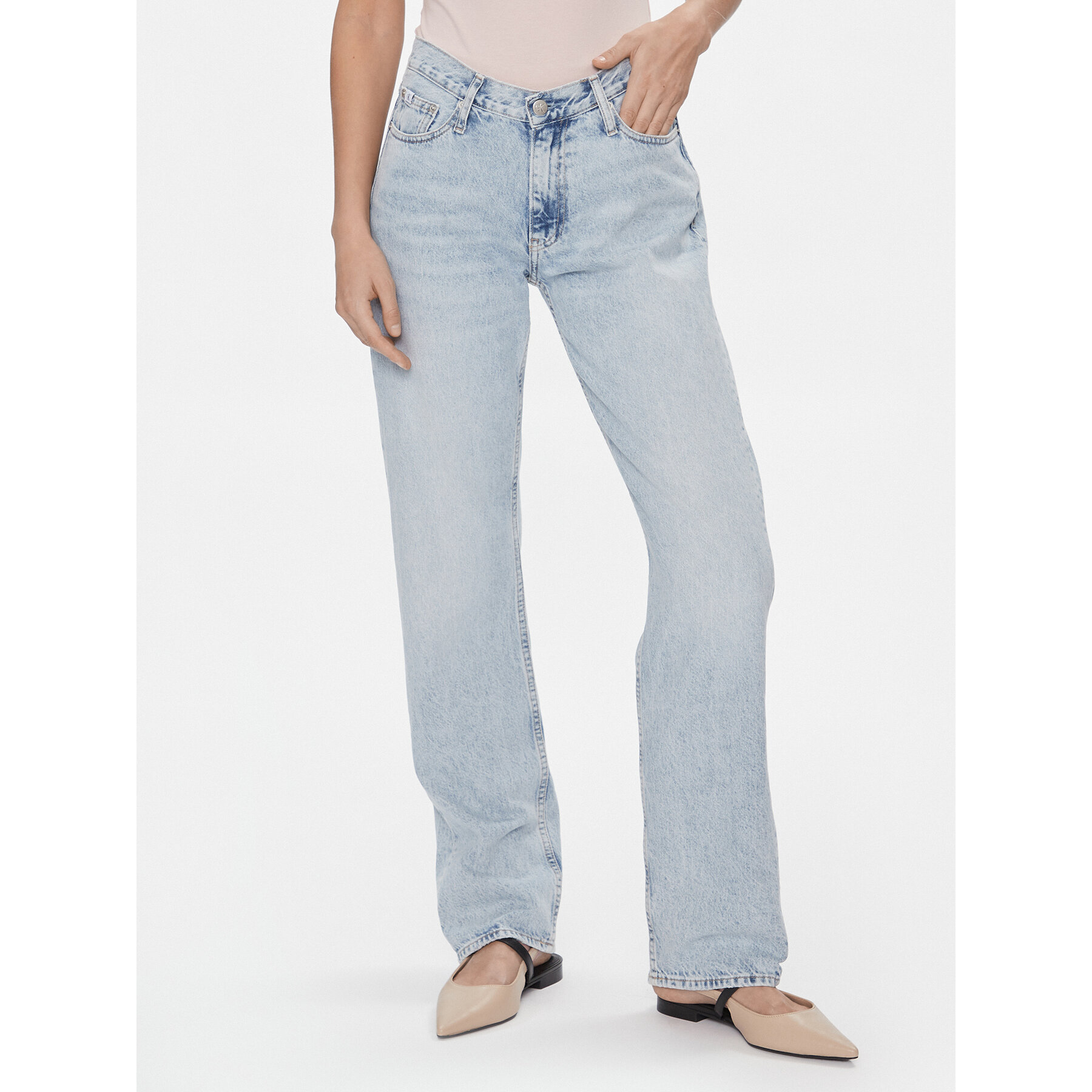 Calvin Klein Jeans Jeansy J20J223302 Niebieski Straight Fit