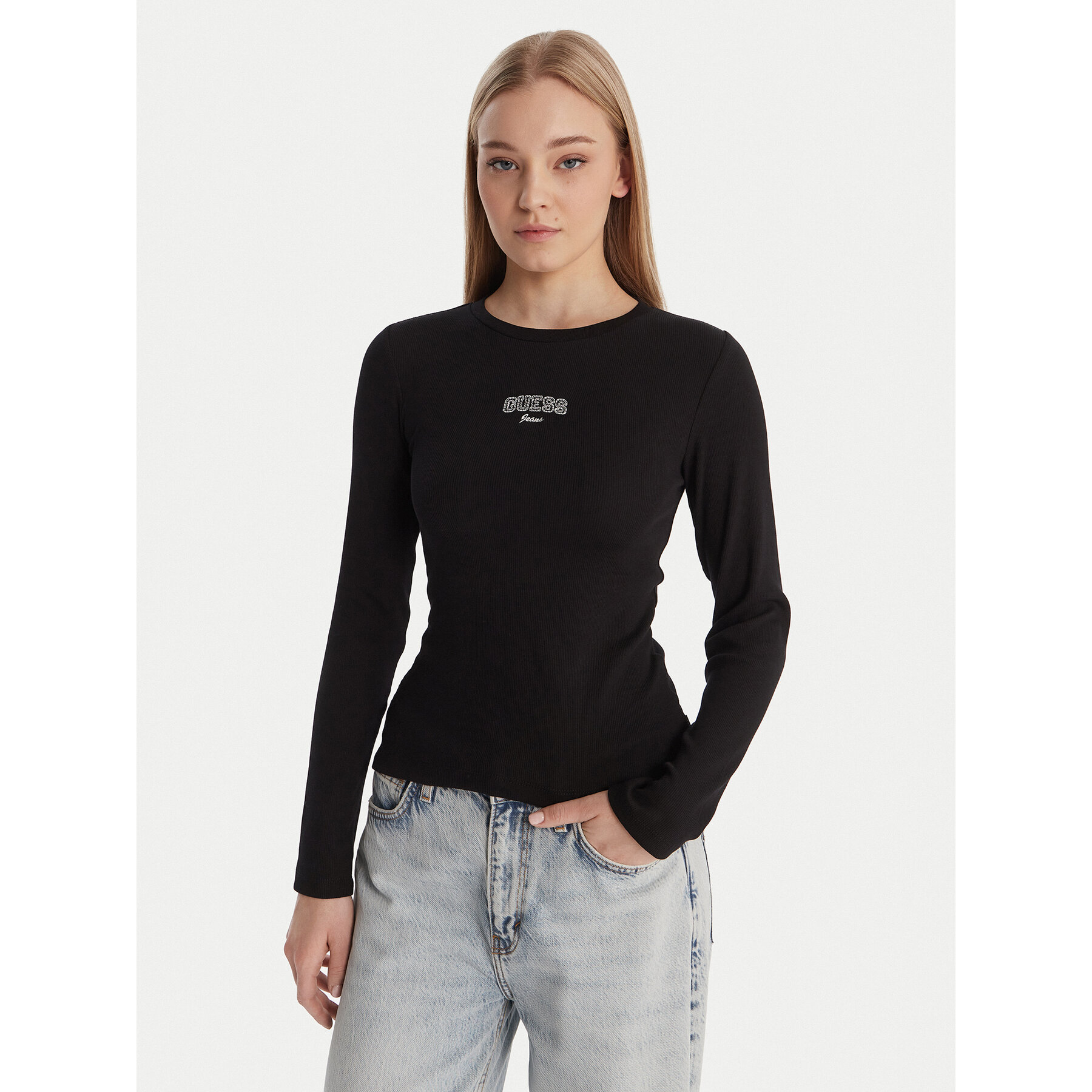 Guess Jeans T-Shirt W6RP22 KA0H1 Czarny Slim Fit
