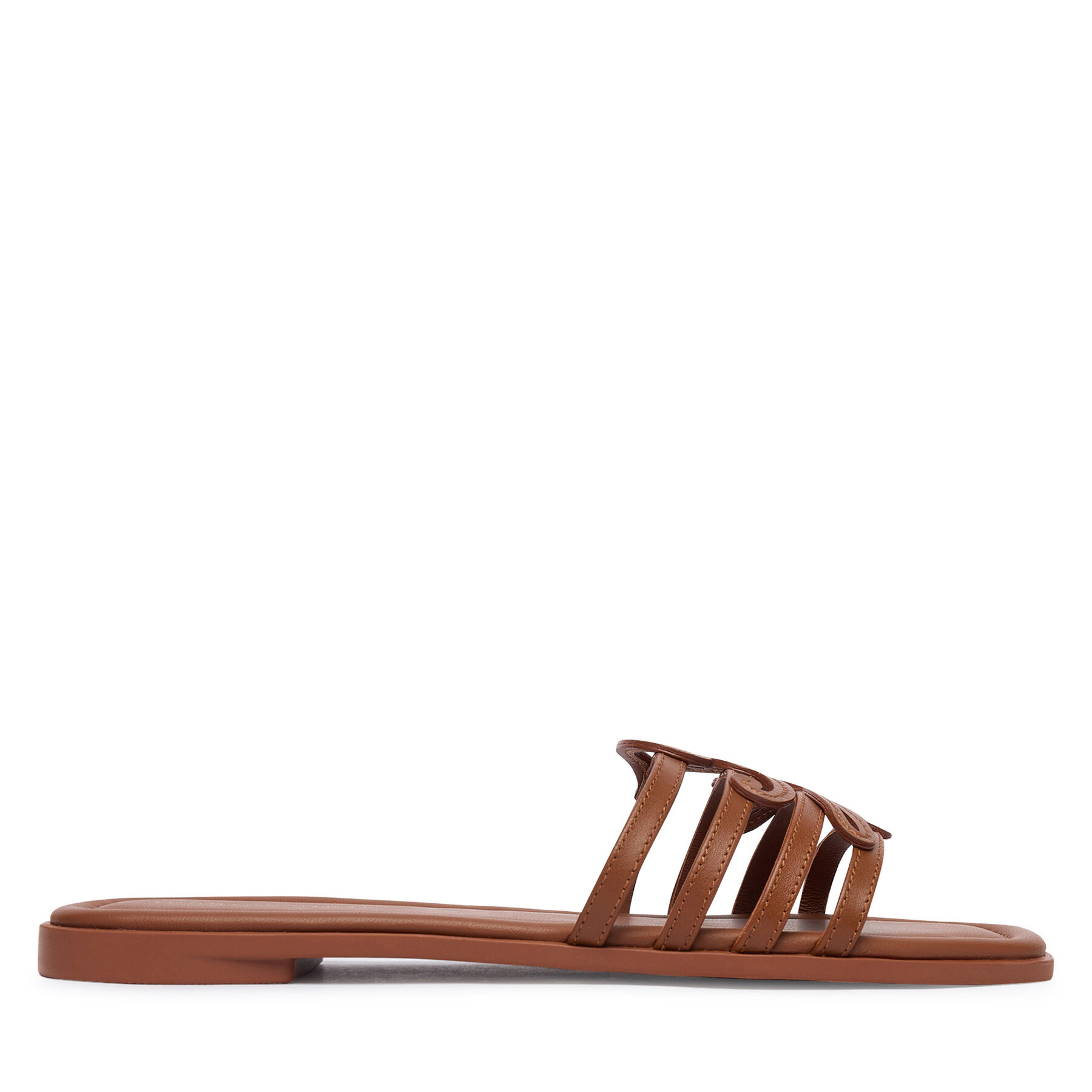 Tommy Hilfiger Klapki Th Script Flat Mule Lth FW0FW09368 Brązowy