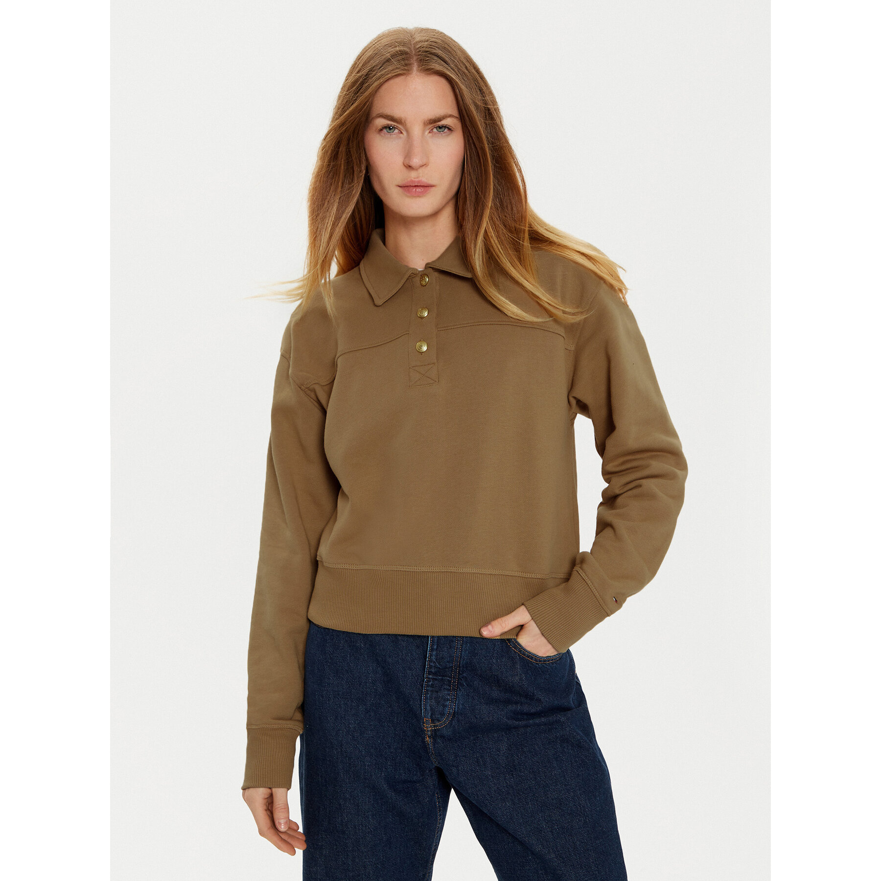 Tommy Hilfiger Bluza WW0WW44081 Khaki Regular Fit