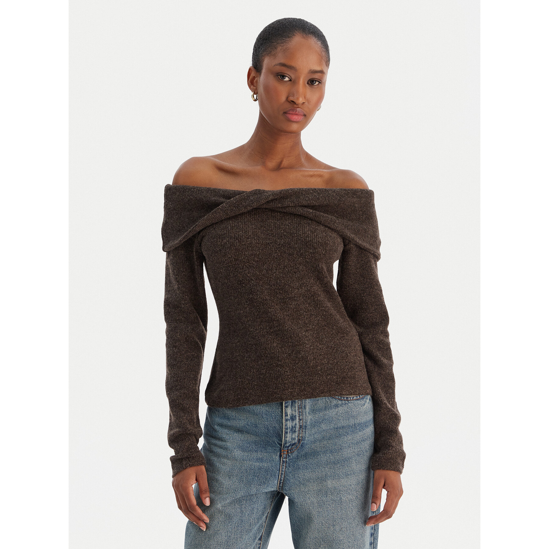 Vero Moda Sweter Kaia 10333298 Brązowy Regular Fit