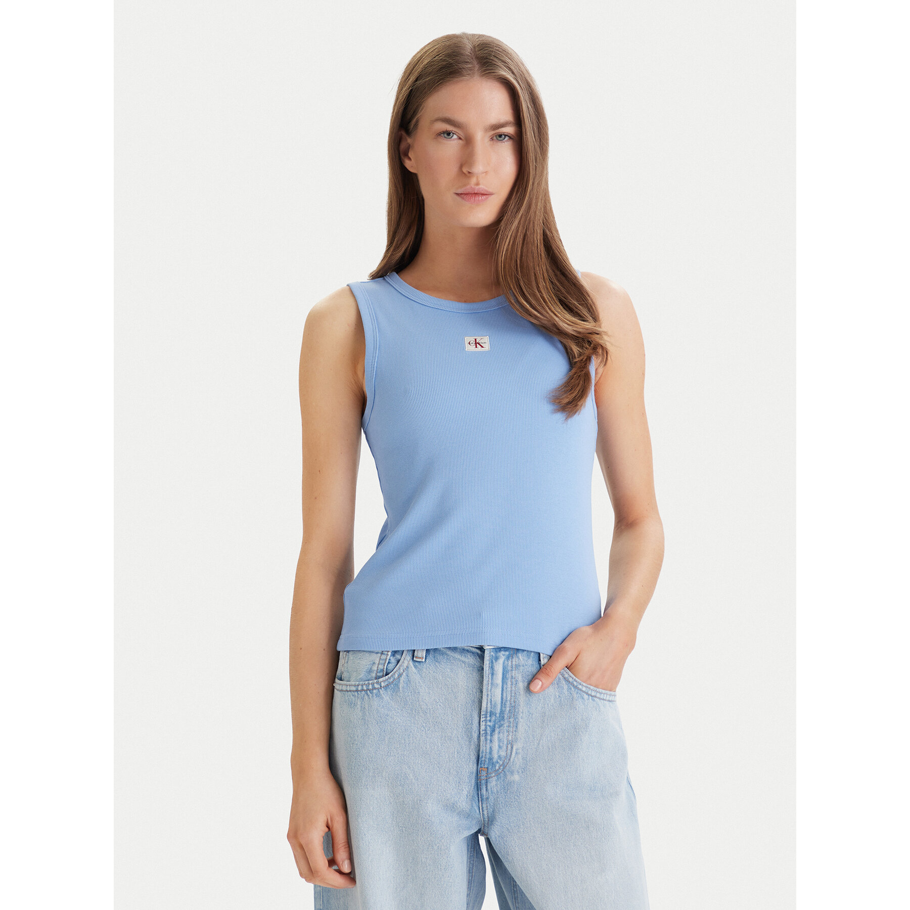 Calvin Klein Jeans Top LV047C201G Błękitny Slim Fit