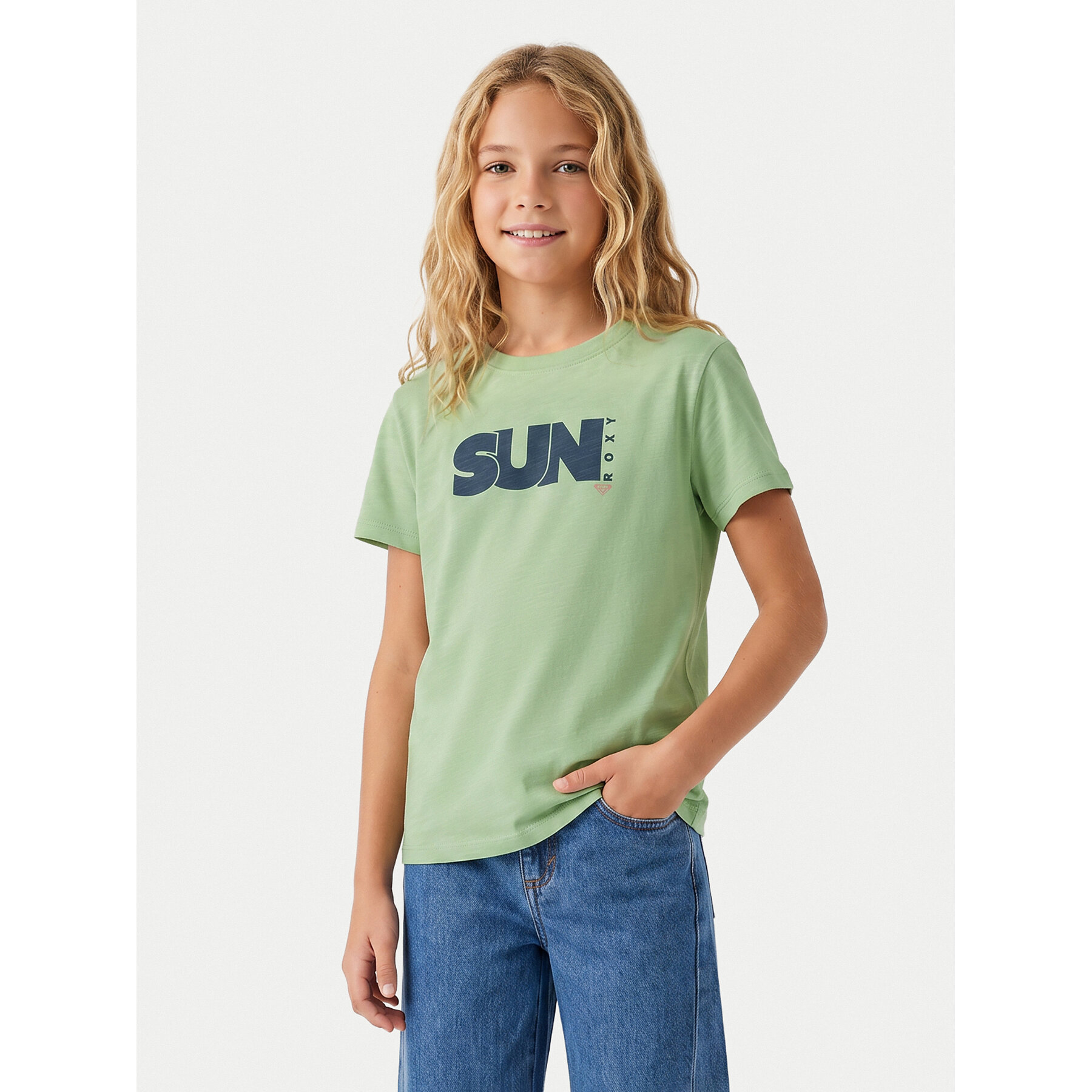 Roxy T-Shirt Orchid Art ERGZT04142 Zielony Regular Fit