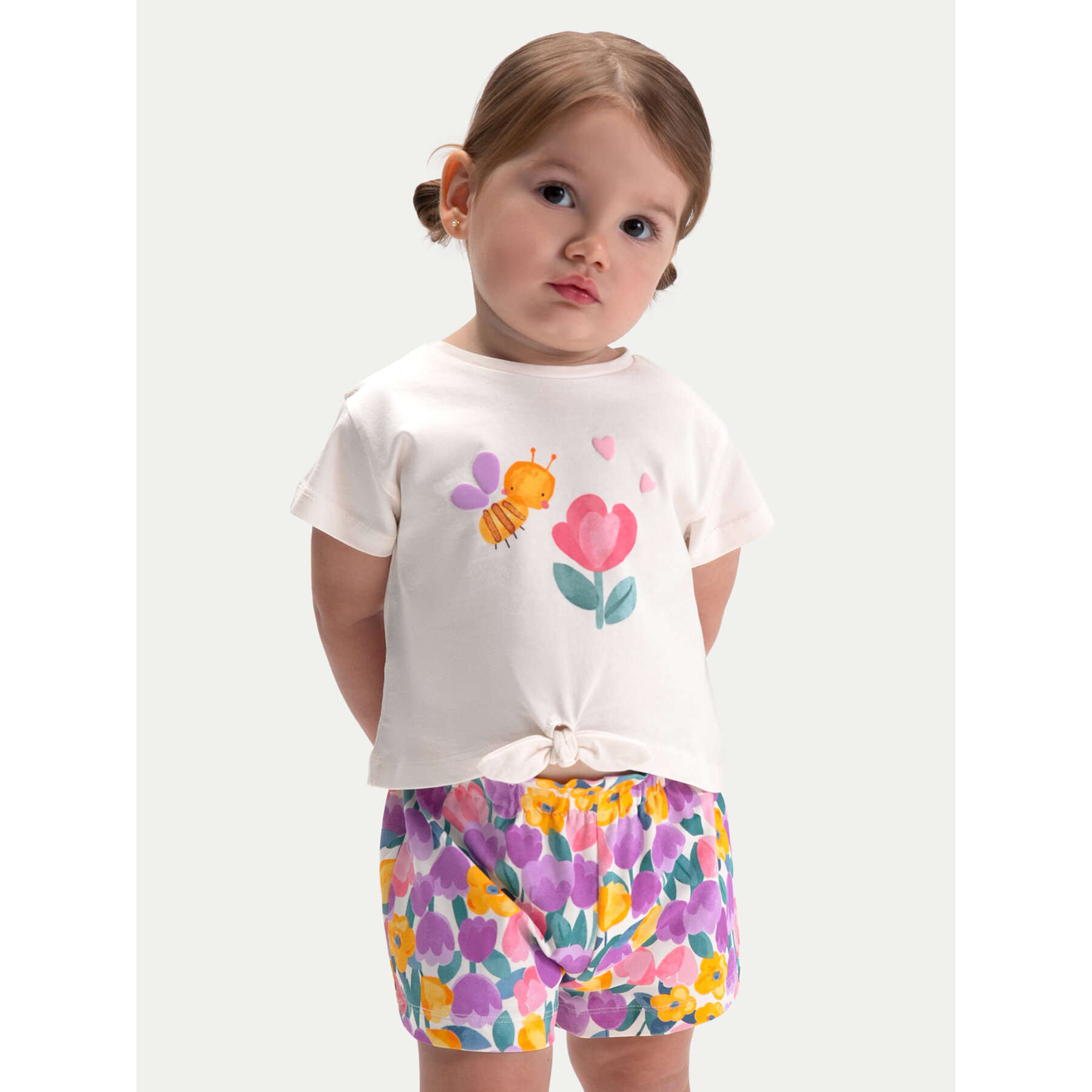 Mayoral Komplet 2 t-shirtów i spodenek 1206 Fioletowy Regular Fit