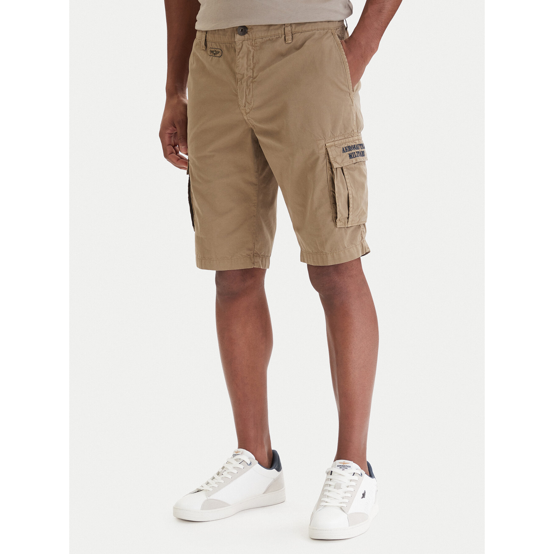 Aeronautica Militare Szorty materiałowe 261BE0066UCT01122 Beżowy Regular Fit