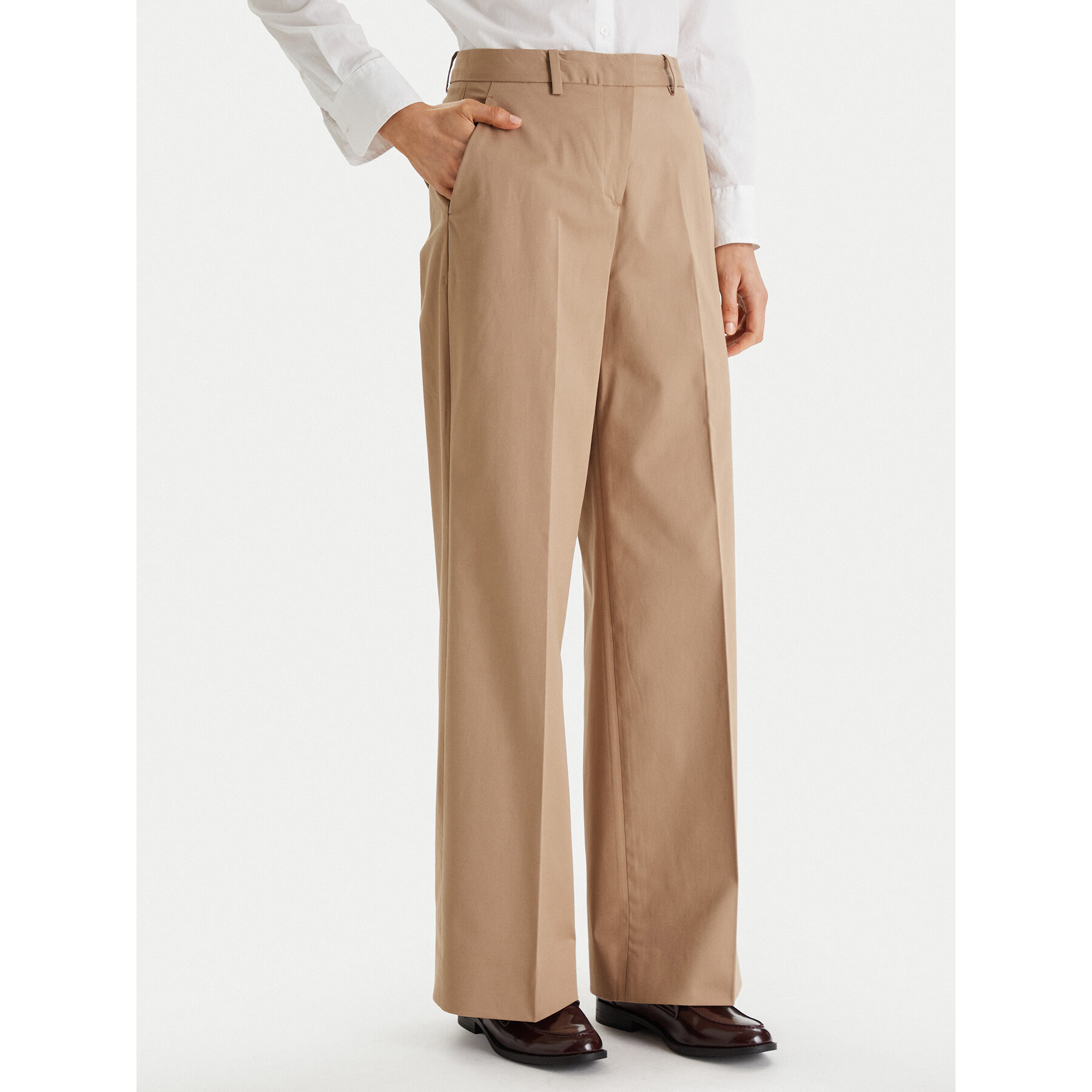 Tommy Hilfiger Spodnie materiałowe WW0WW49471 Beżowy Wide Leg