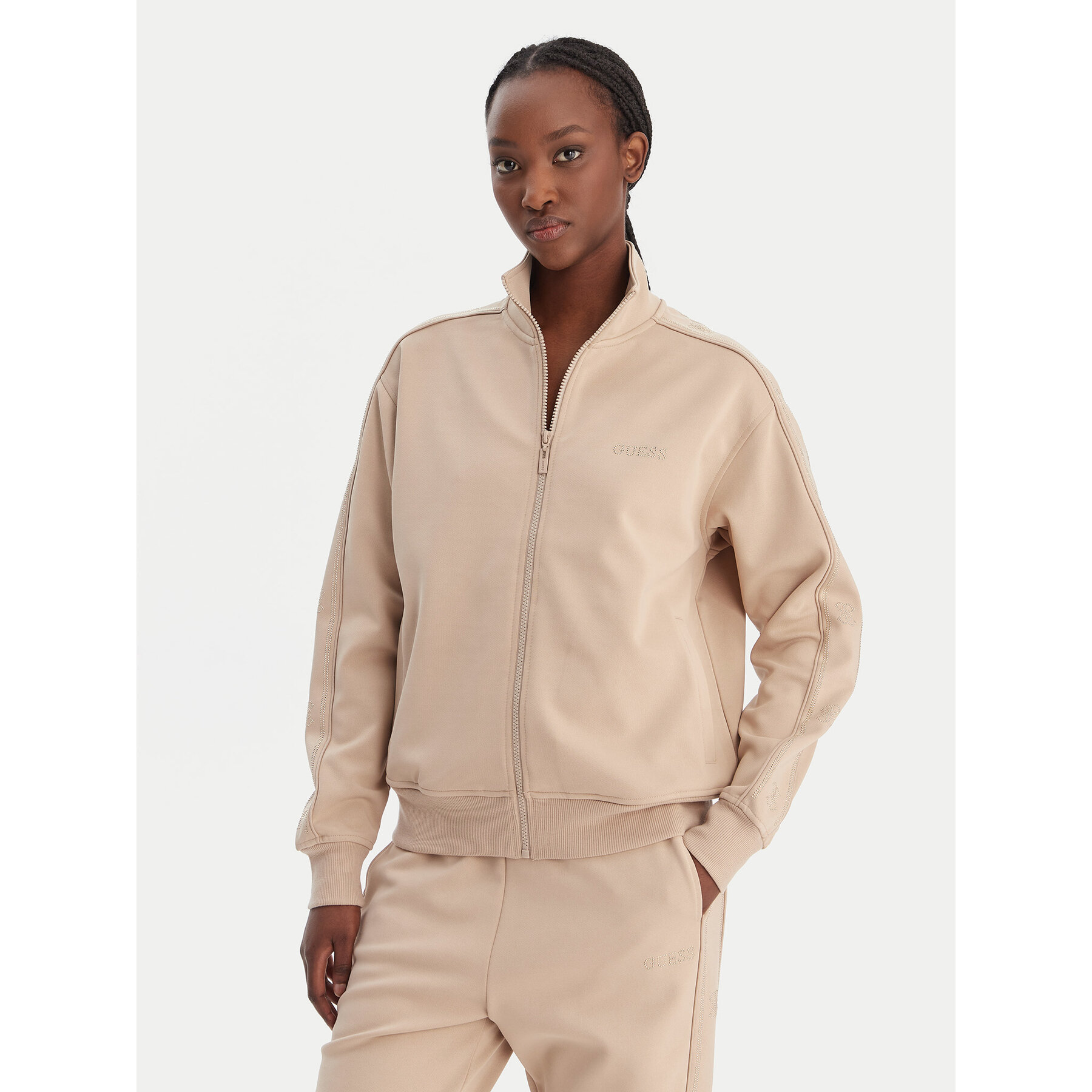 Guess Bluza V5BQ15 KCX22 Beżowy Regular Fit