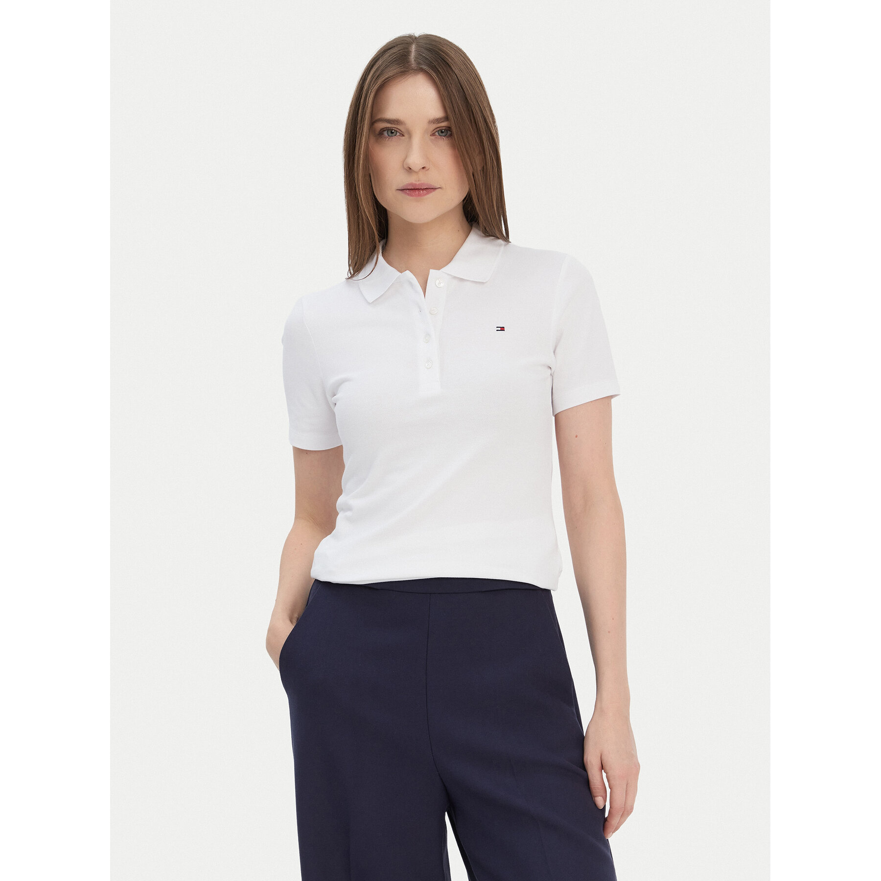 Tommy Hilfiger Polo 1985 WW0WW42047 Biały Slim Fit
