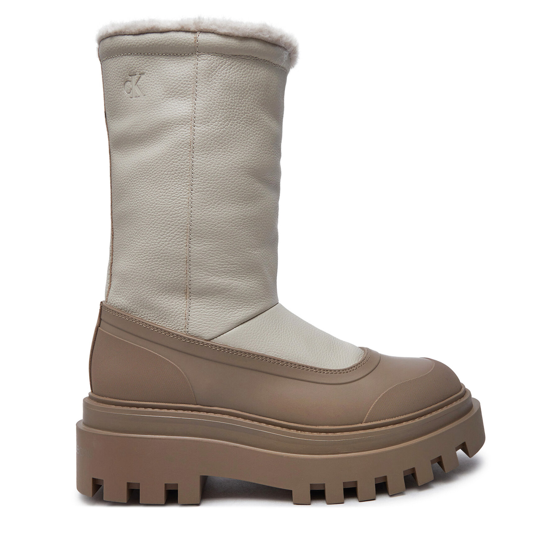Calvin Klein Jeans Śniegowce Flatform Chelsea Boot Padded YW0YW01558 Beżowy