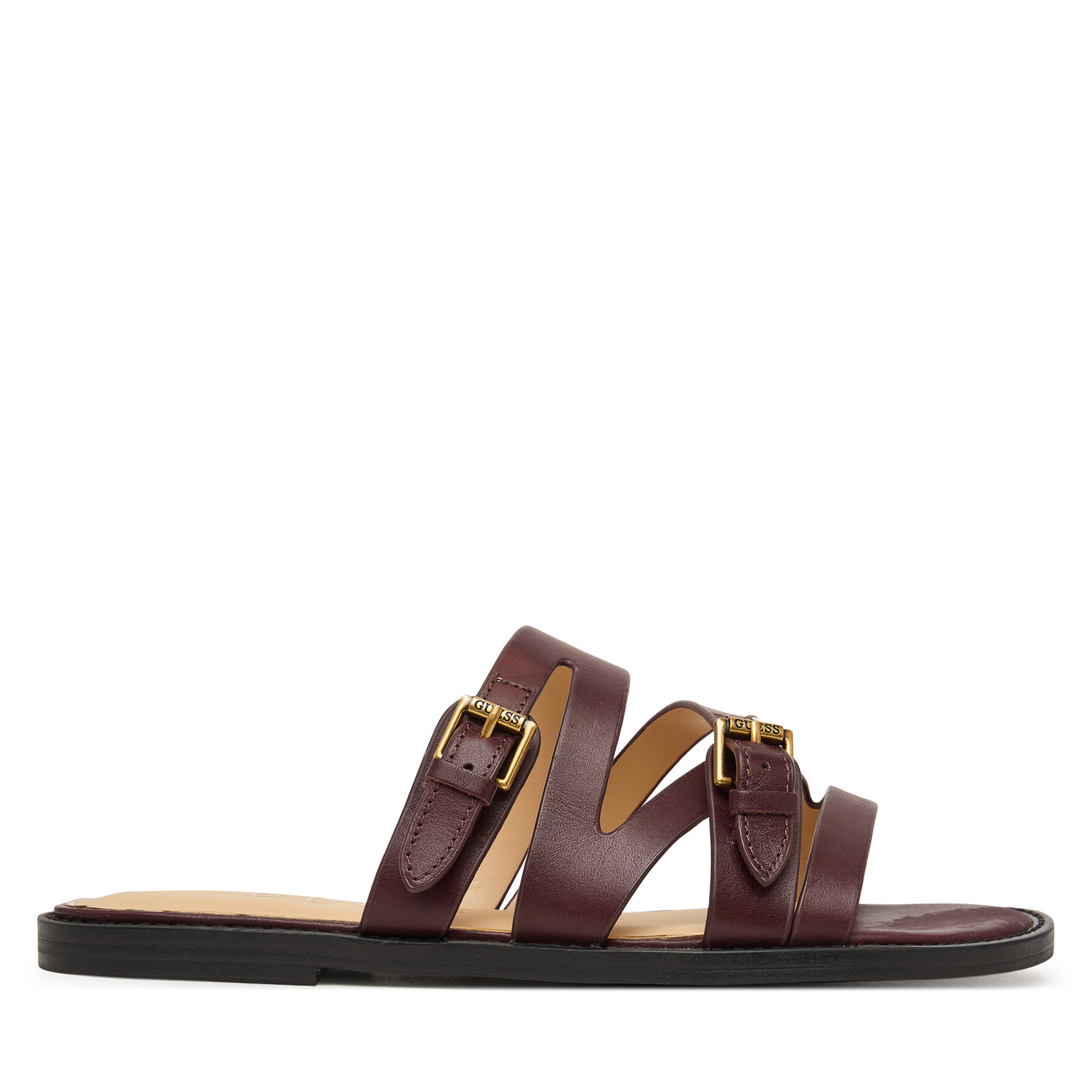 Guess Klapki FLJGRY LEA03 Bordowy