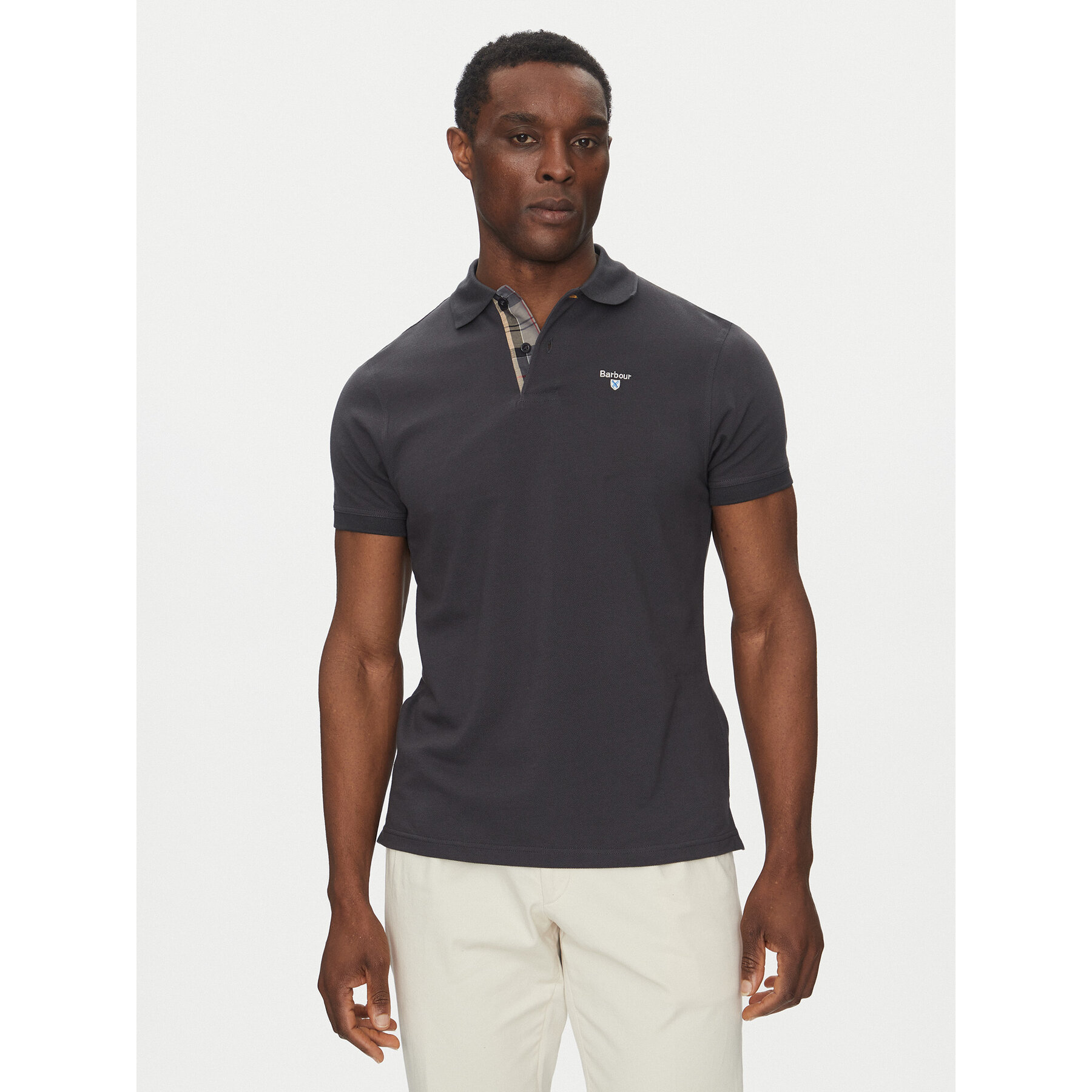 Barbour Polo Tartan MML0012NY51 Granatowy Tailored Fit