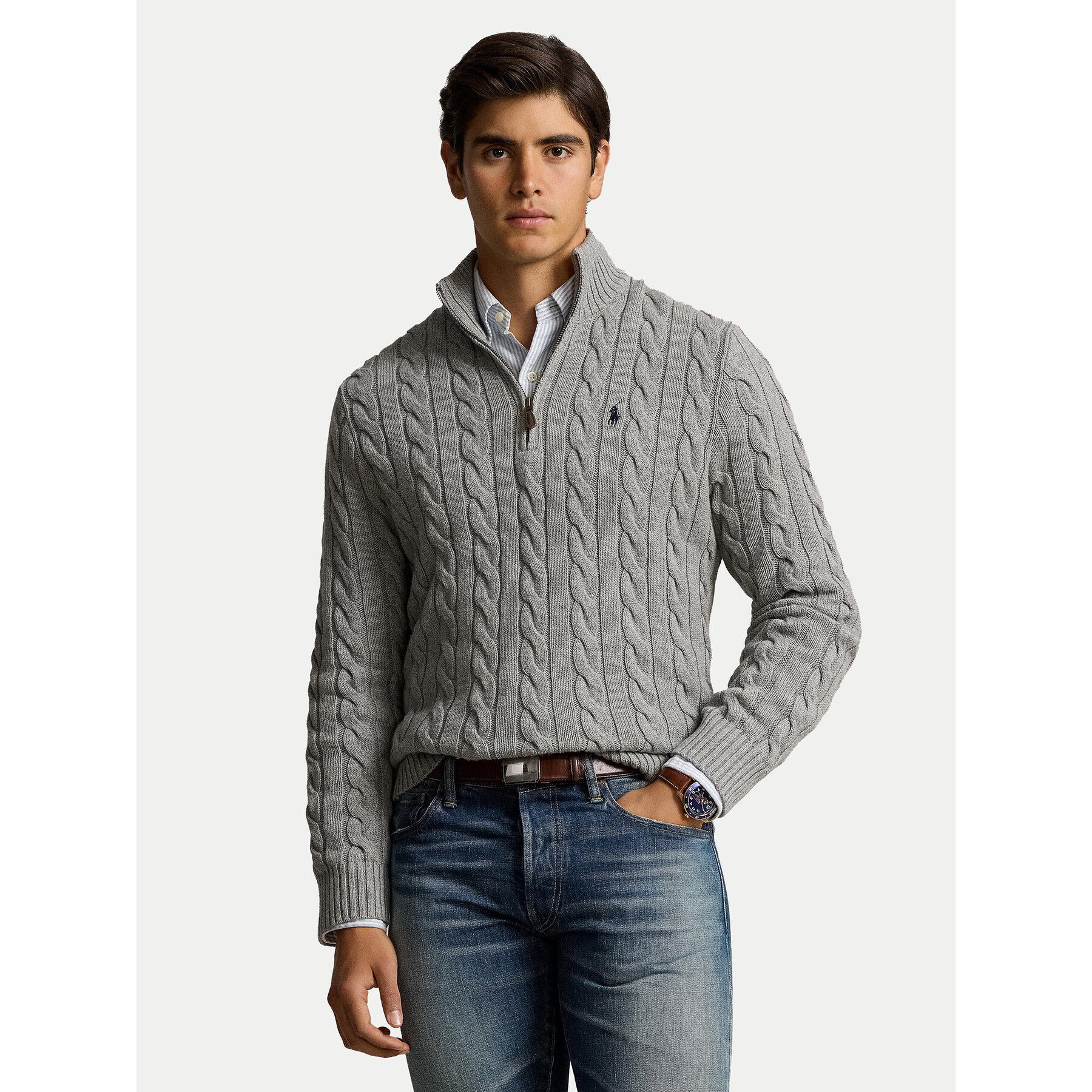 Polo Ralph Lauren Sweter 710810841002 Szary Regular Fit