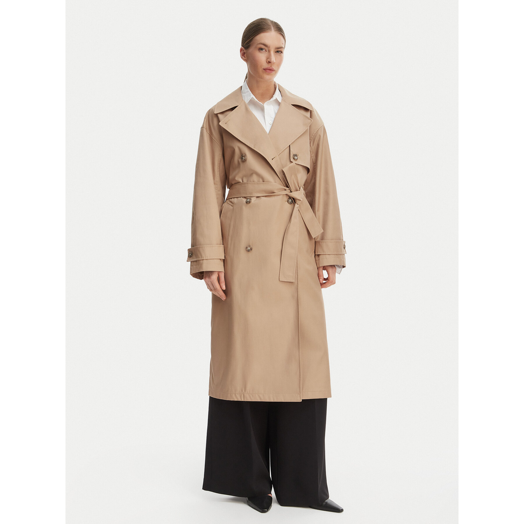 Calvin Klein Trencz LV044C501G Beżowy Regular Fit