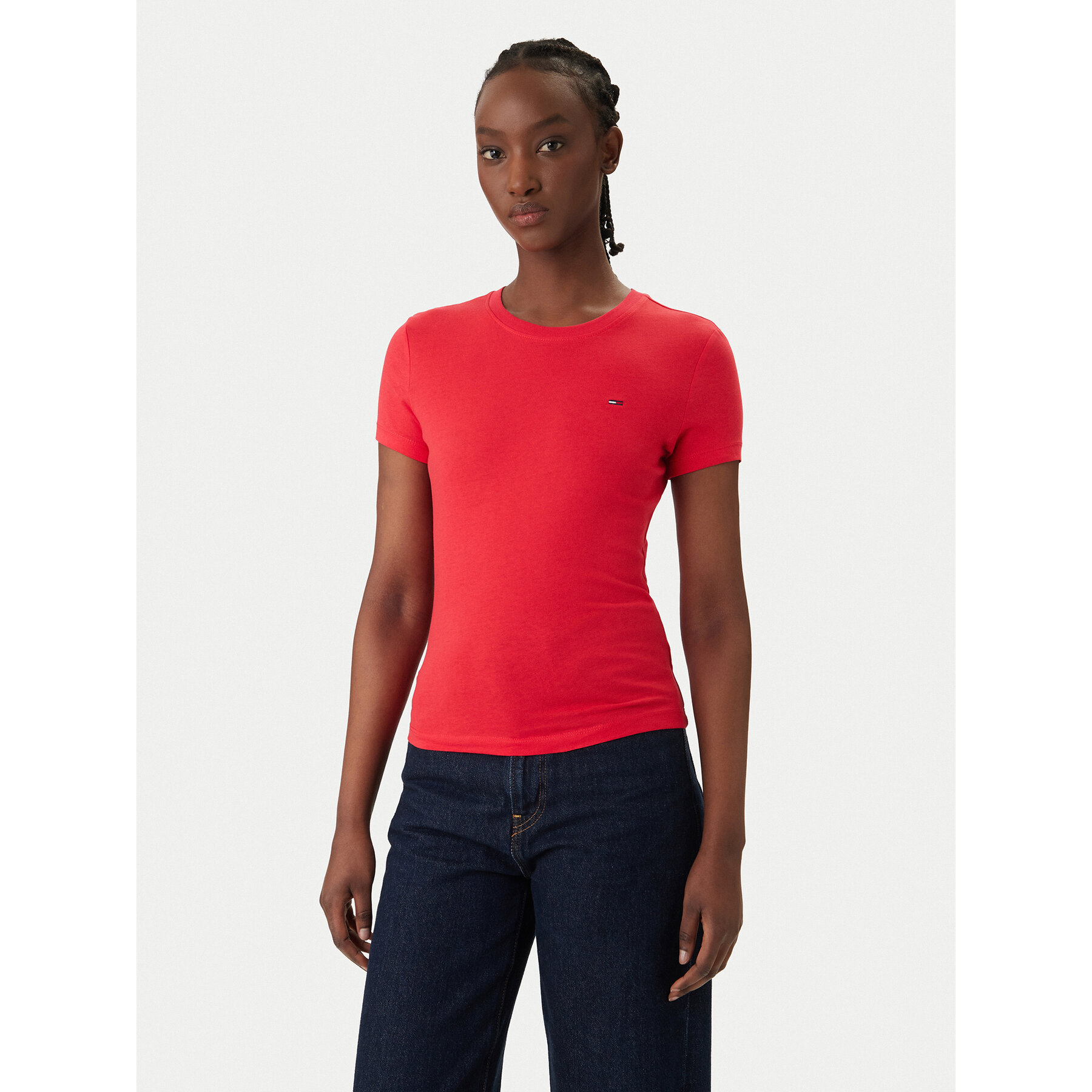 Tommy Jeans T-Shirt DW0DW20459 Czerwony Slim Fit