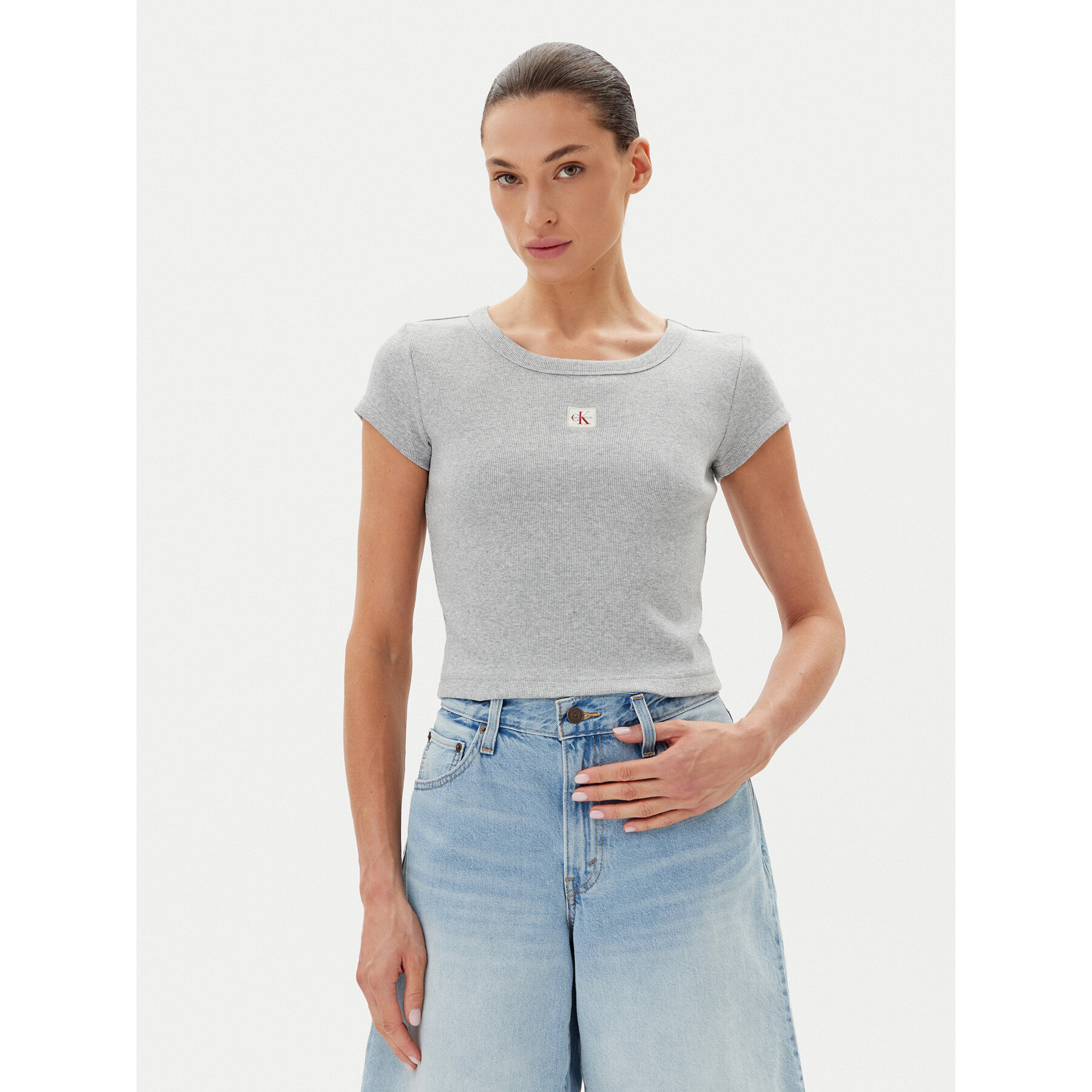 Calvin Klein Jeans T-Shirt LV047C200G Szary Slim Fit