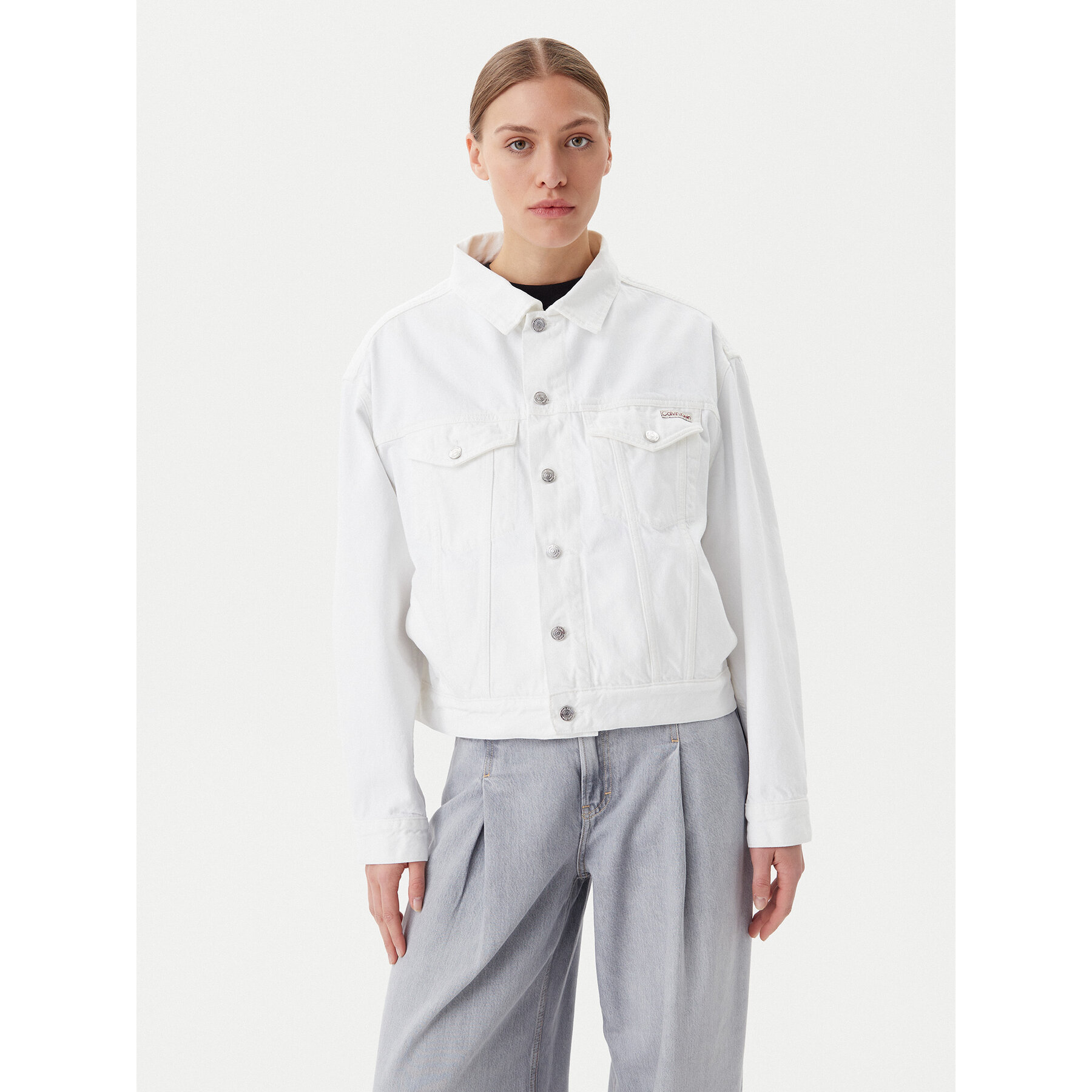 Calvin Klein Jeans Kurtka jeansowa J20J225181 Biały Boxy Fit