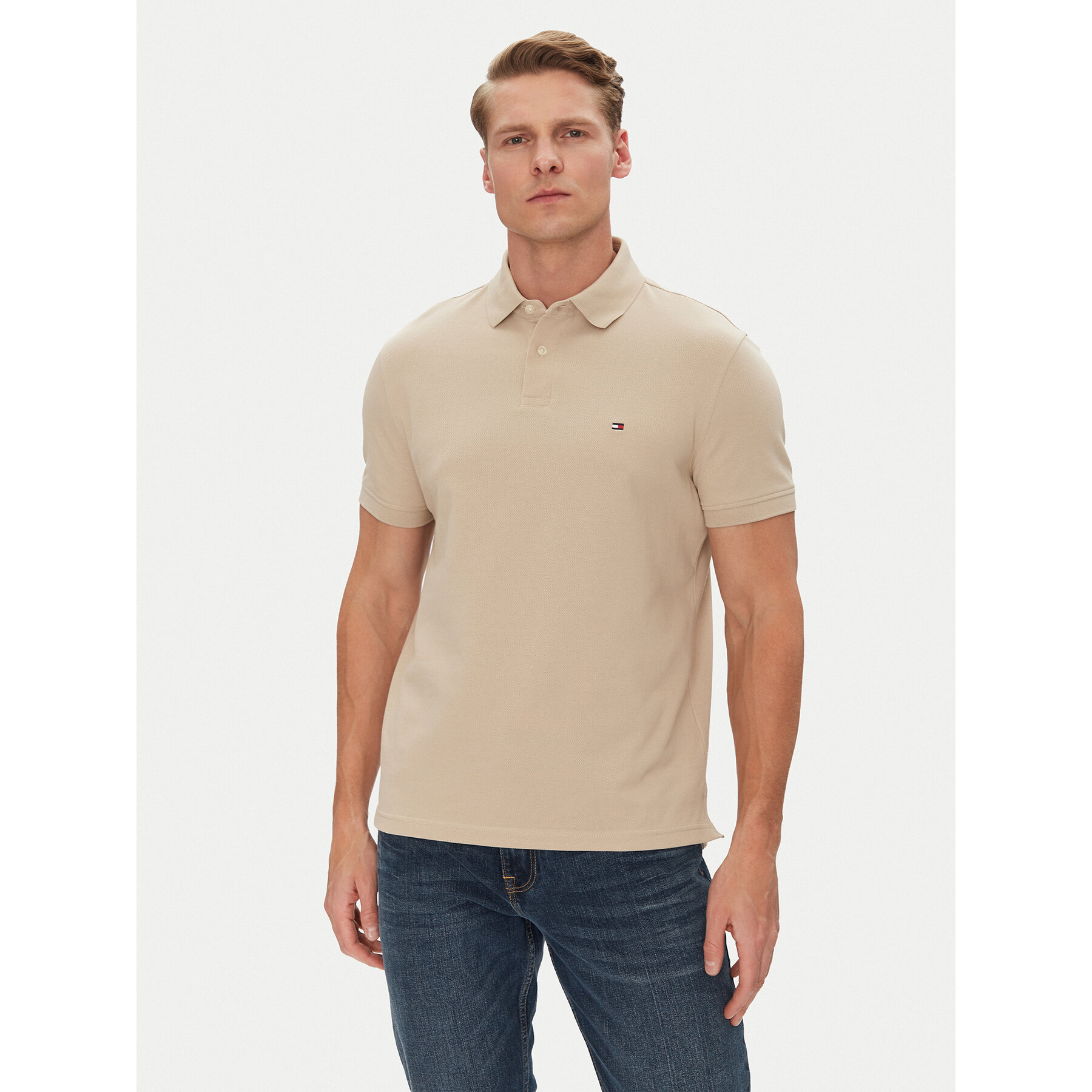 Tommy Hilfiger Polo 1985 MW0MW17770 Beżowy Regular Fit
