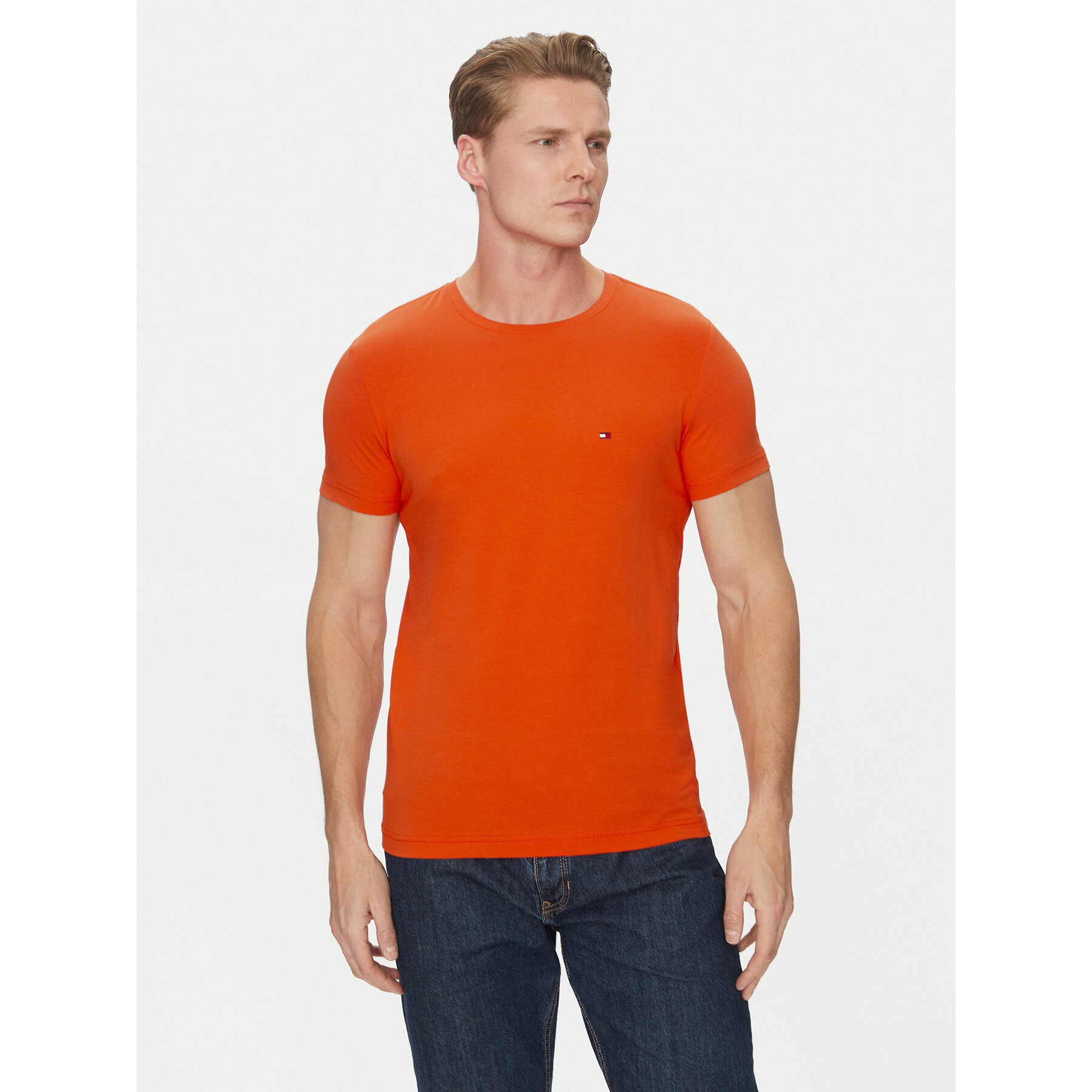 Tommy Hilfiger T-Shirt MW0MW10800 Pomarańczowy Slim Fit