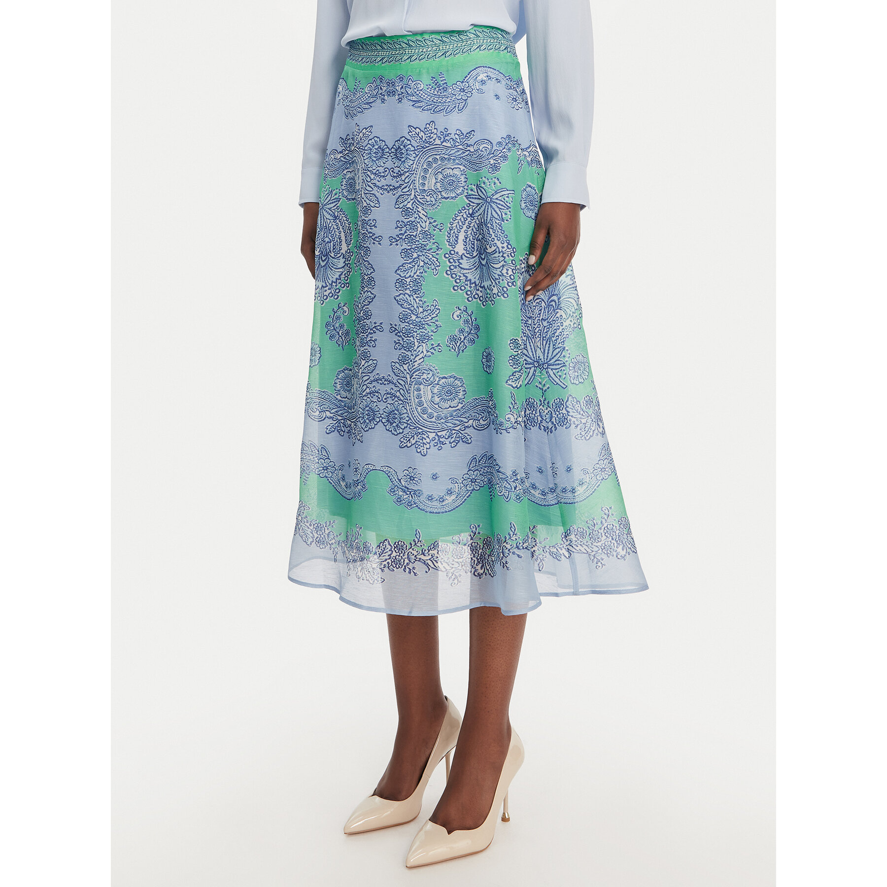 Hale Bob Spódnica midi with silk Winslow 61LU440A Zielony Regular Fit