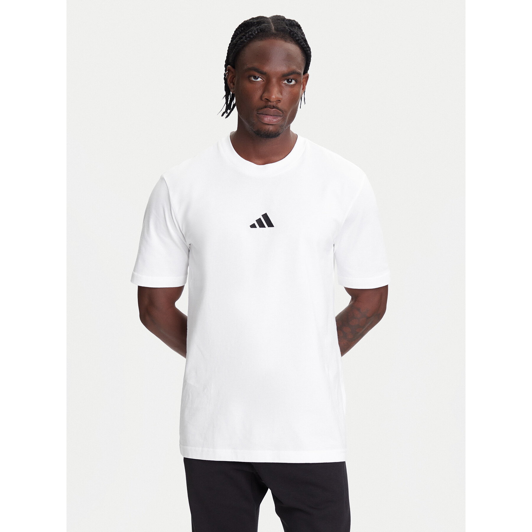 adidas T-Shirt Essentials Small Logo JF1092 Biały Regular Fit