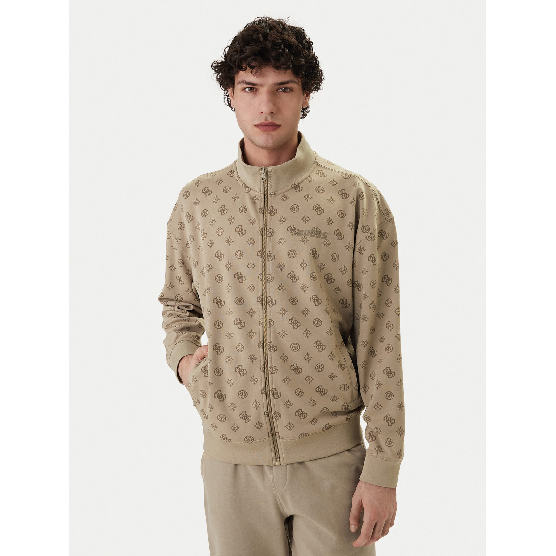 Guess Bluza Z6GQ07 K2849 Beżowy Relaxed Fit