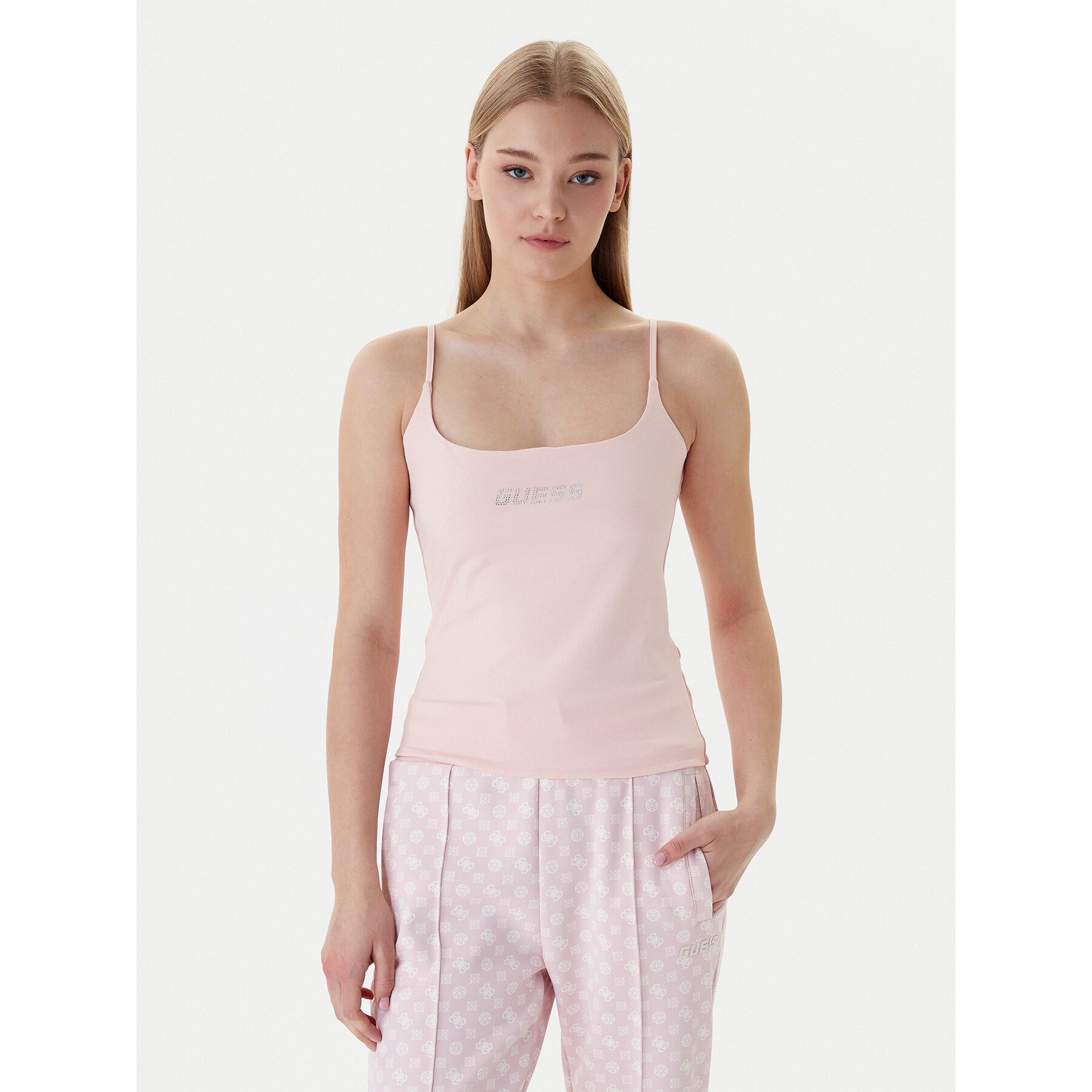 Guess Top V5GP22 J1314 Pomarańczowy Slim Fit