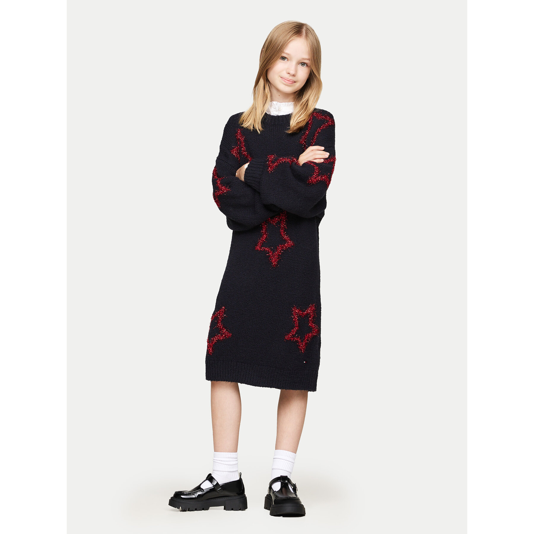 Tommy Hilfiger Sukienka dzianinowa KG0KG08211 Granatowy Loose Fit
