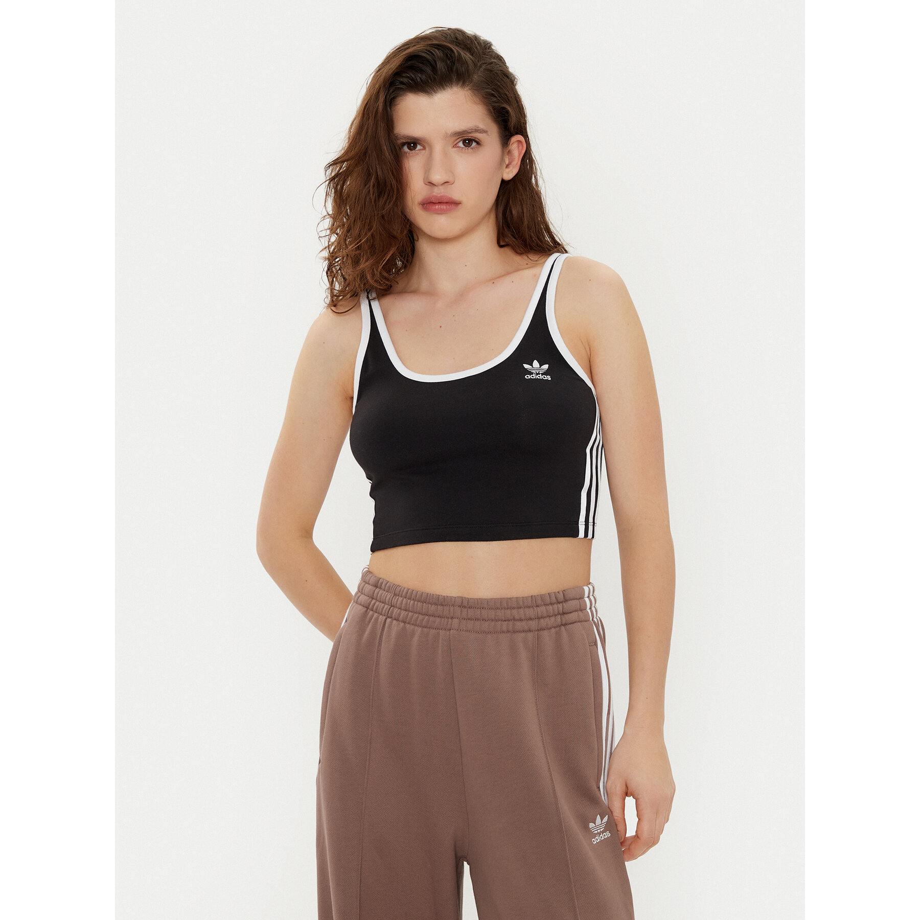 adidas Top adicolor 3-Stripes JD4612 Czarny Slim Fit