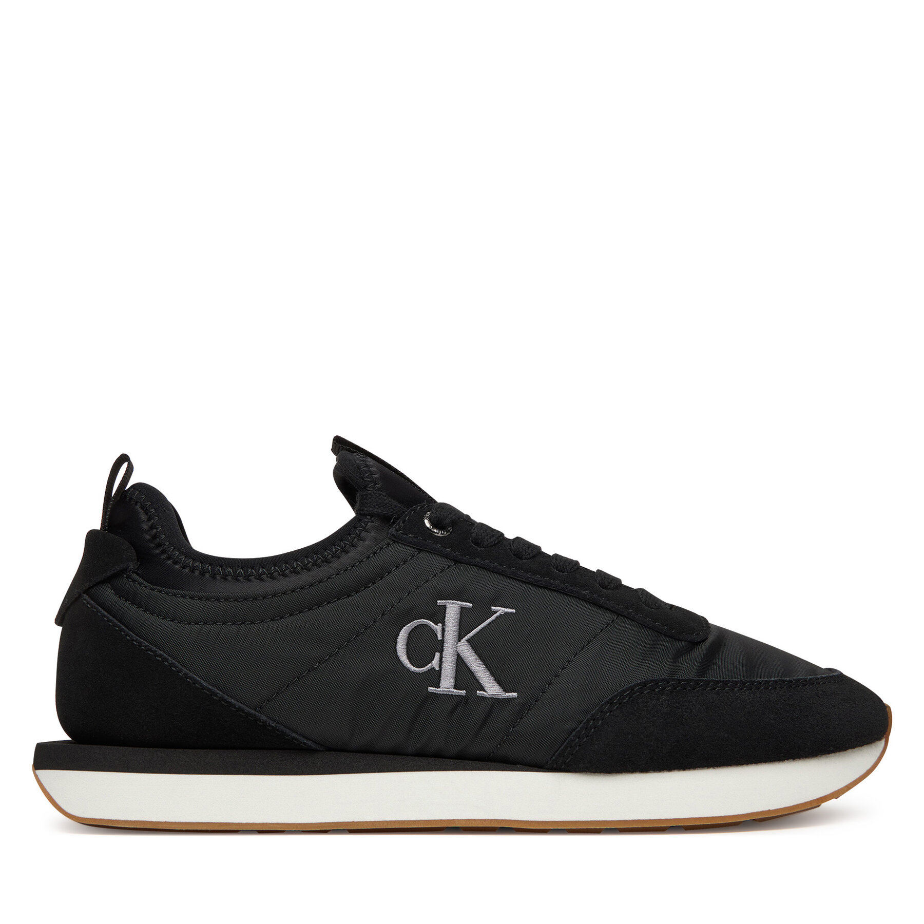 Calvin Klein Sneakersy Retro Runner Sock Laceup Mix Mat YW0YW02060 Czarny