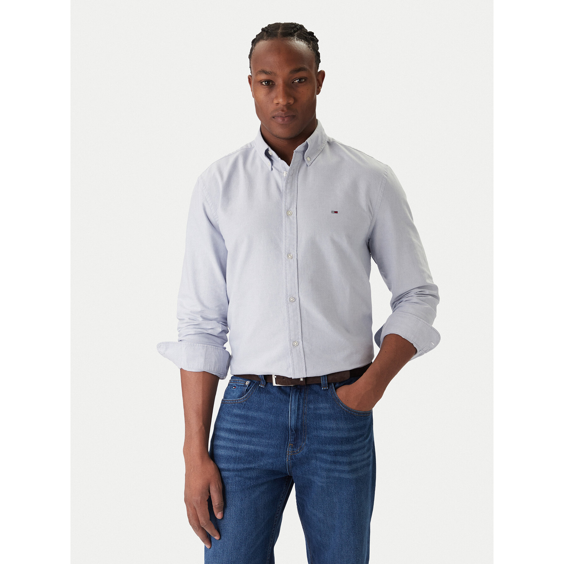 Tommy Jeans Koszula Oxford DM0DM22836 Niebieski Regular Fit