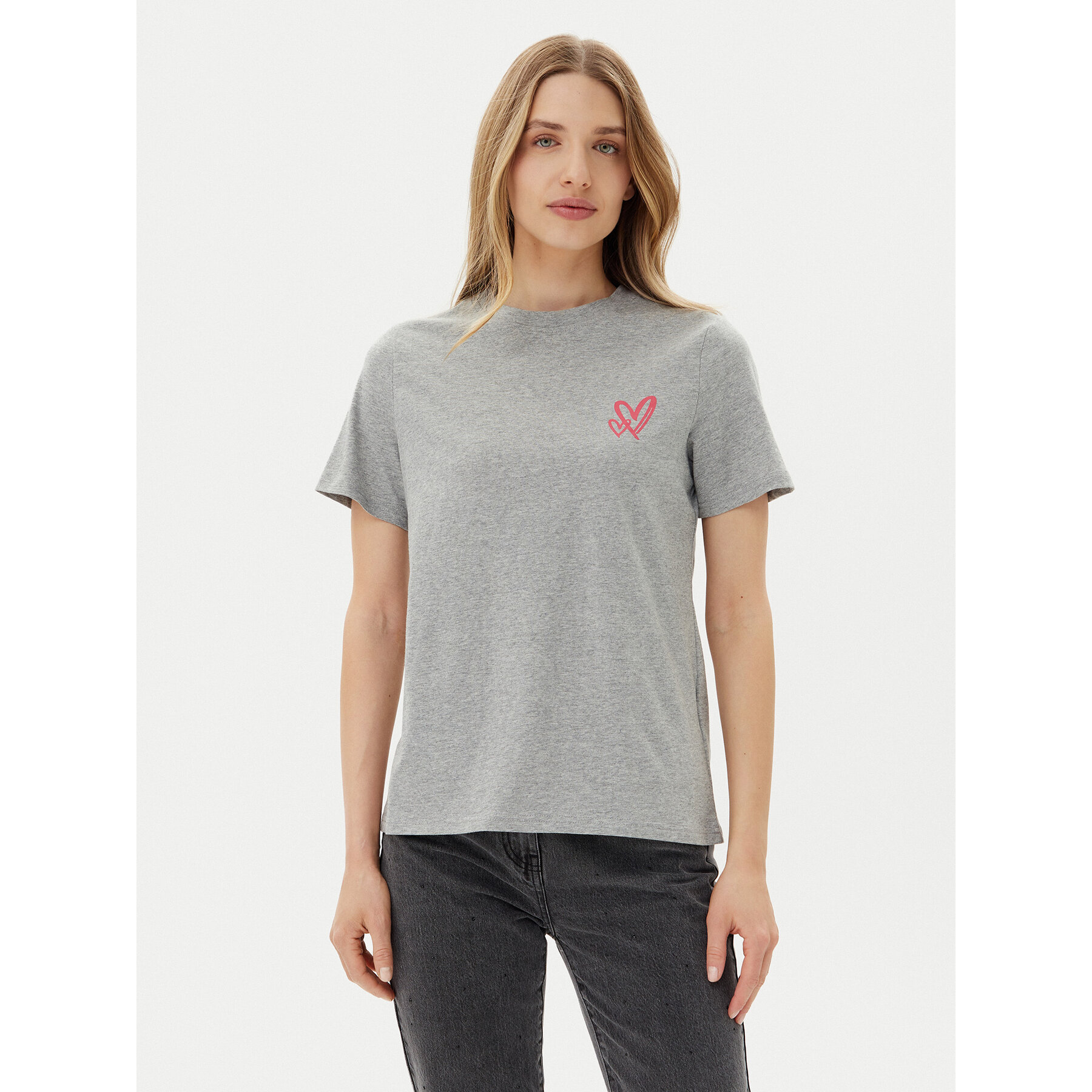 Pieces T-Shirt Maria 17155082 Szary Relaxed Fit