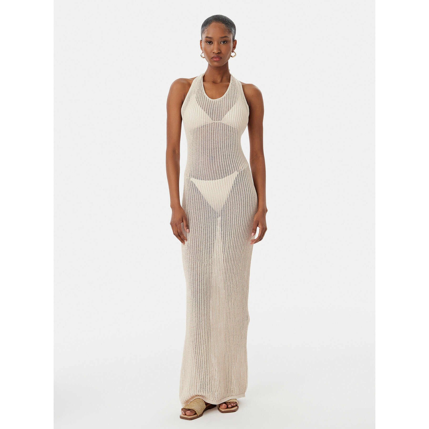Guess Sukienka plażowa E6GK0 0Z5371 Beżowy jasny Slim Fit