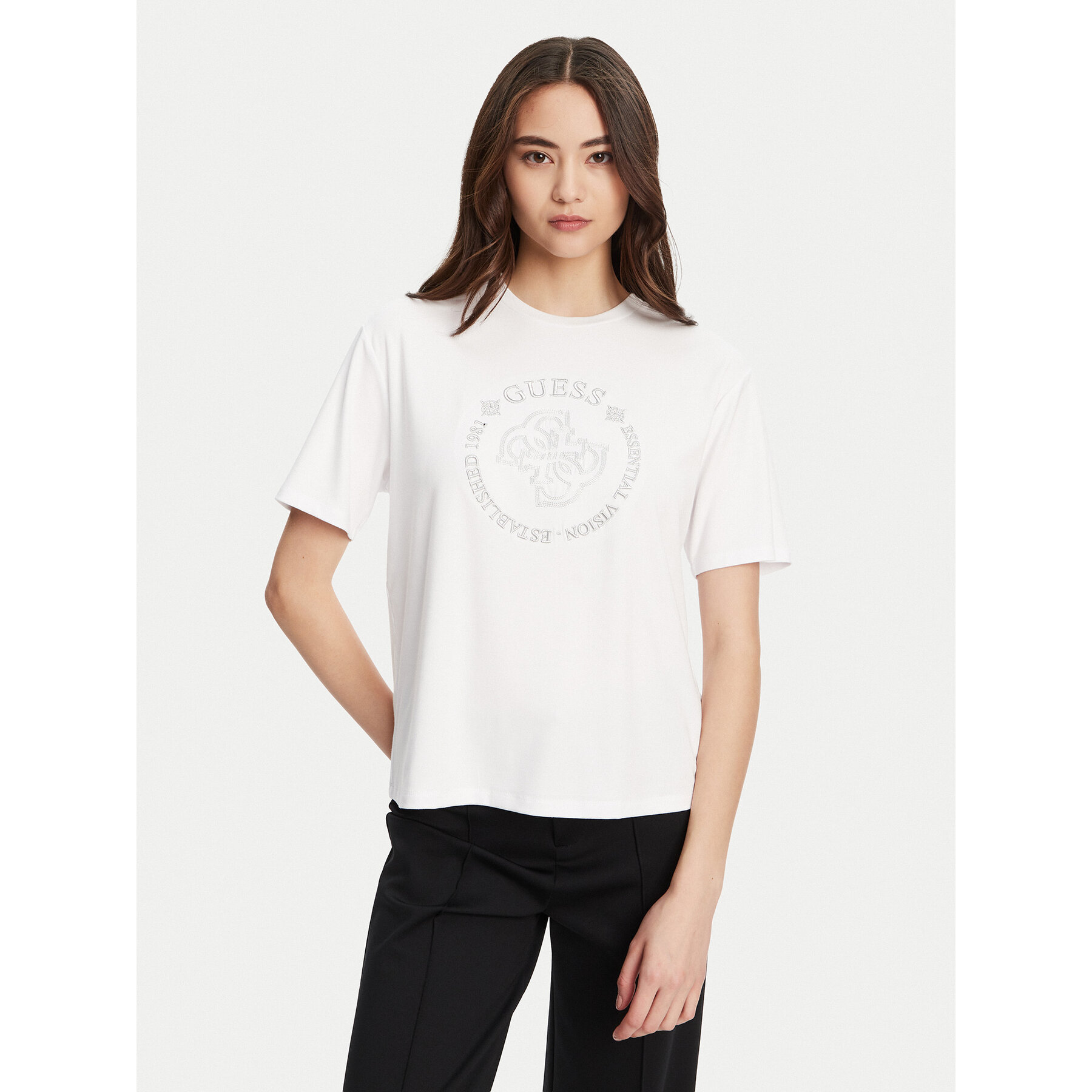 Guess T-Shirt V5YI05 KCOA2 Biały Regular Fit