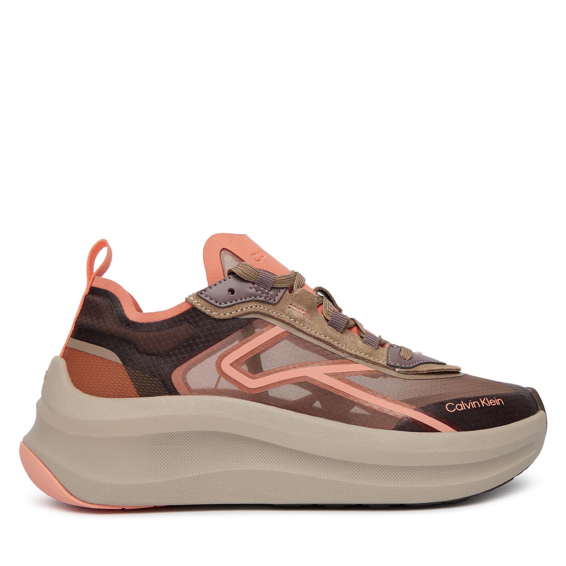 Calvin Klein Sneakersy Chunky Run Ckstripe Lup Tran Rip HW0HW03005 Różowy