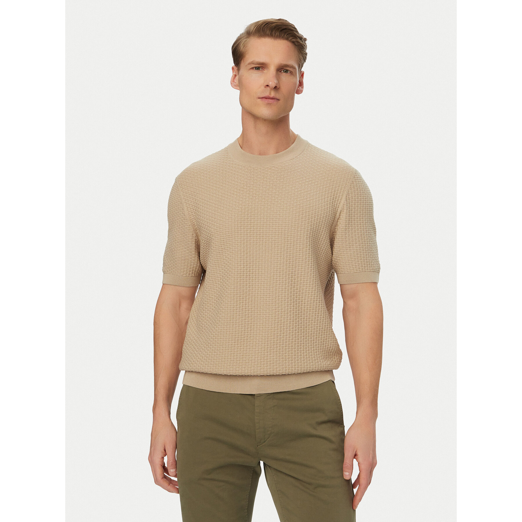 BOSS Sweter H-Nilton 50560468 Beżowy jasny Regular Fit