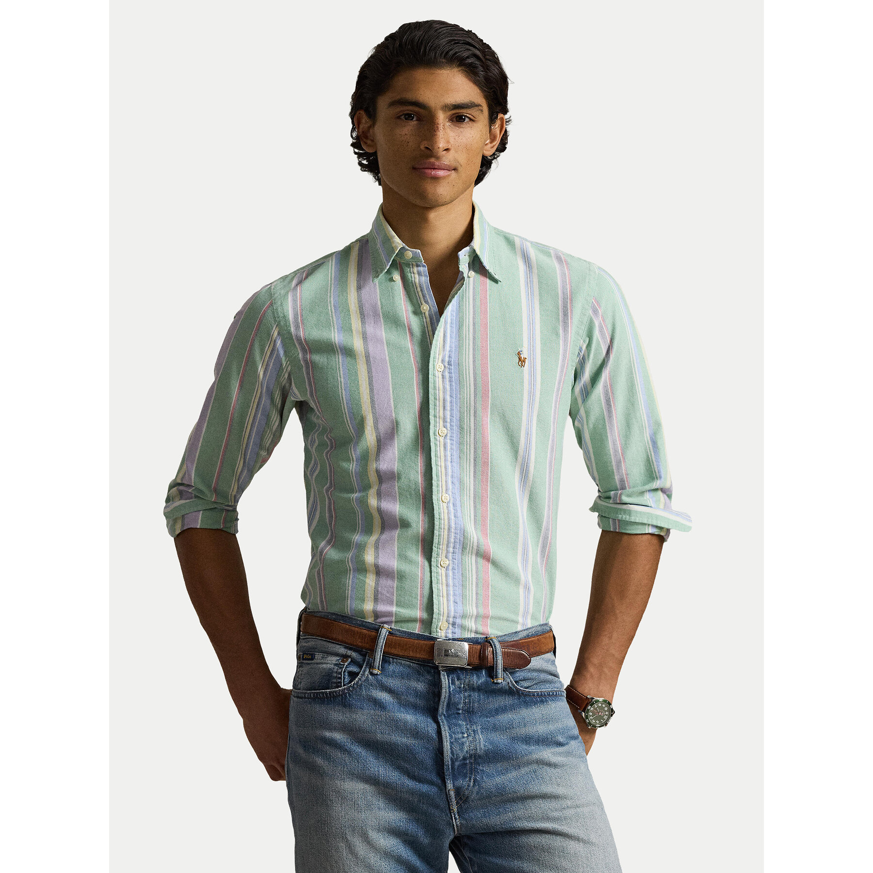 Polo Ralph Lauren Koszula 710928921002 Zielony jasny Custom Fit